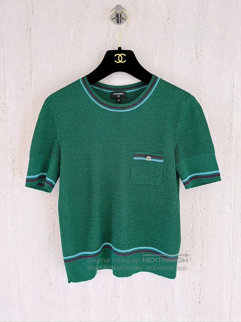 Chanel Chanel 23A Dakar Series Green Knitted Short Sleeves Size XS / US 0-2 / IT 36-38 - 1 Thumbnail