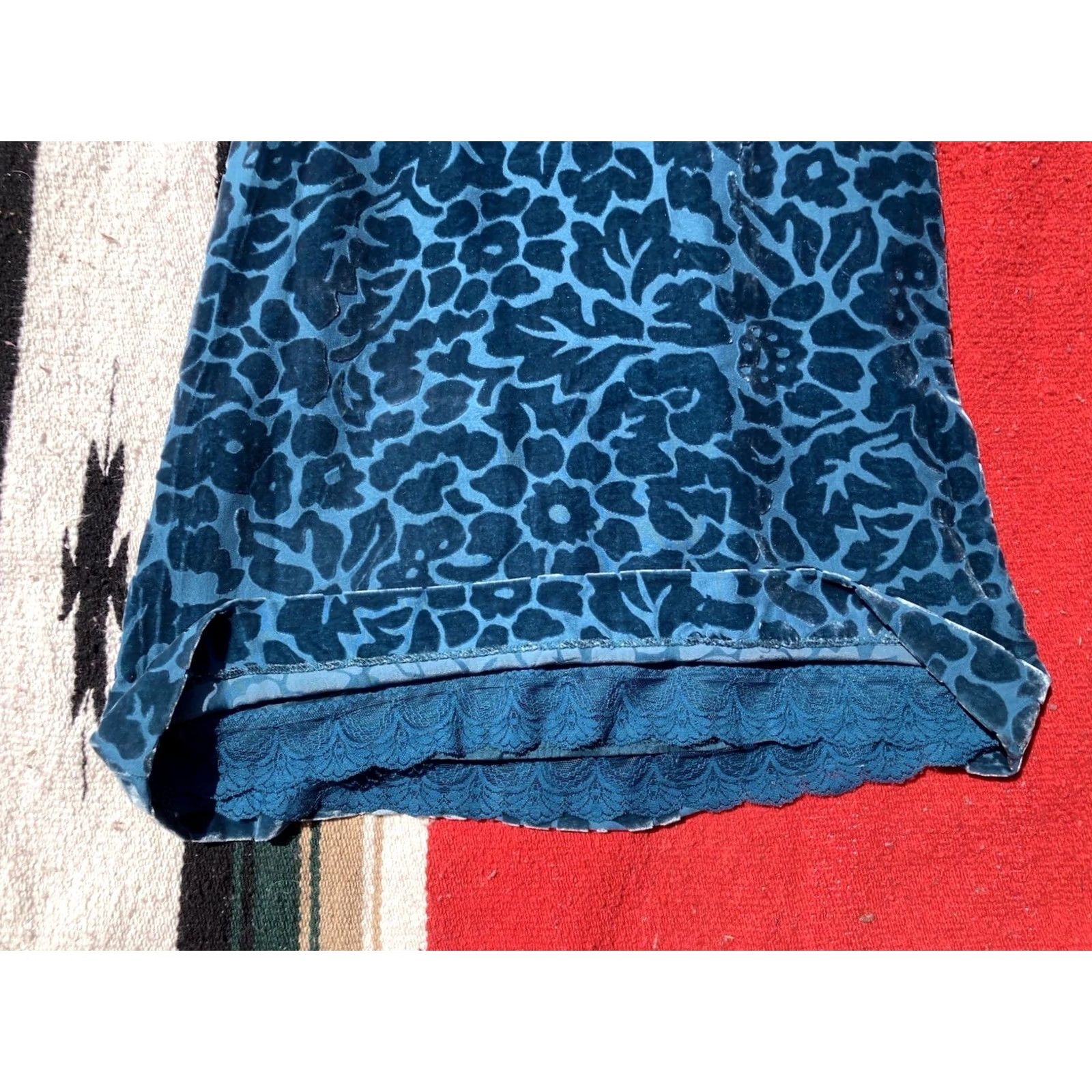 Anthropologie Moulinette Souers Anthropologie Dress Womens Size 2 Blue Velvet Brocade Floral Size XS / US 0-2 / IT 36-38 - 7 Thumbnail