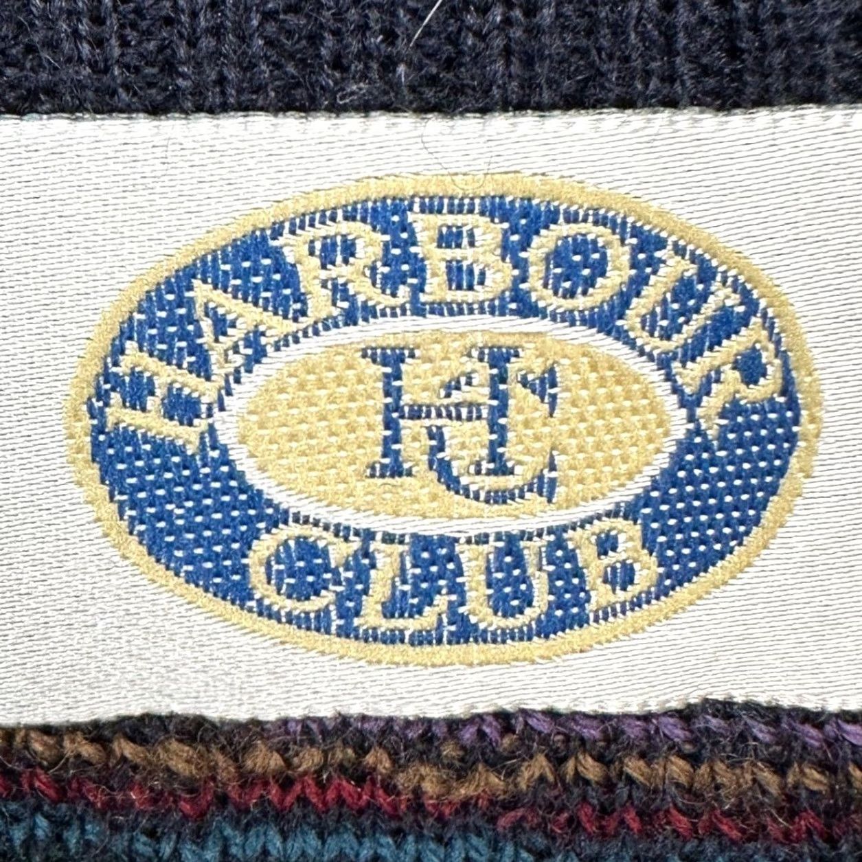 Vintage VINTAGE Harbor Club Mens Sweater Vest Large Navy Blue Multi Geometric V-Neck Size US L / EU 52-54 / 3 - 4 Thumbnail