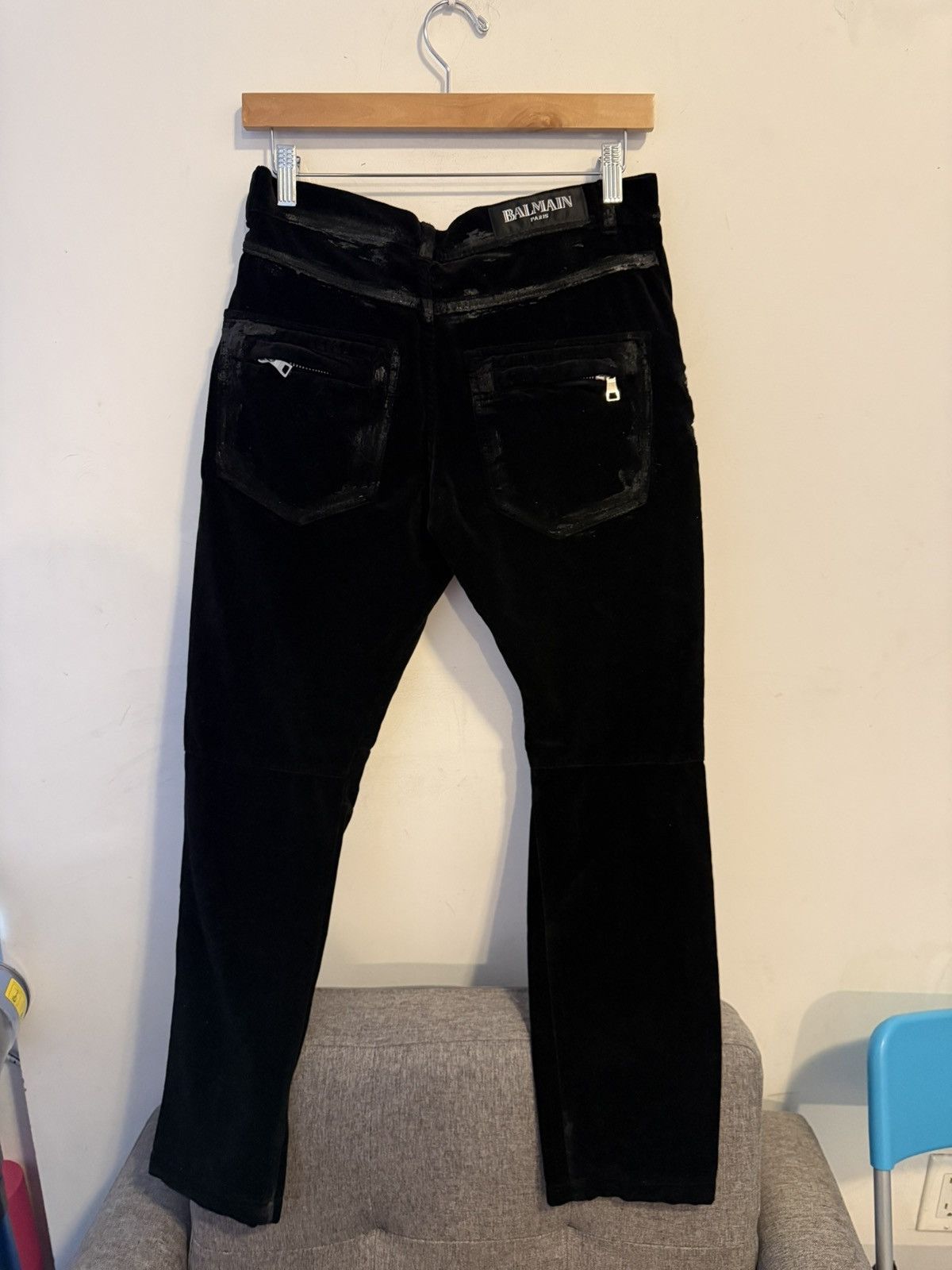 Balmain Balmain decarnin 4 zip moto waxed velour pants Size US 30 / EU 46 - 2 Thumbnail