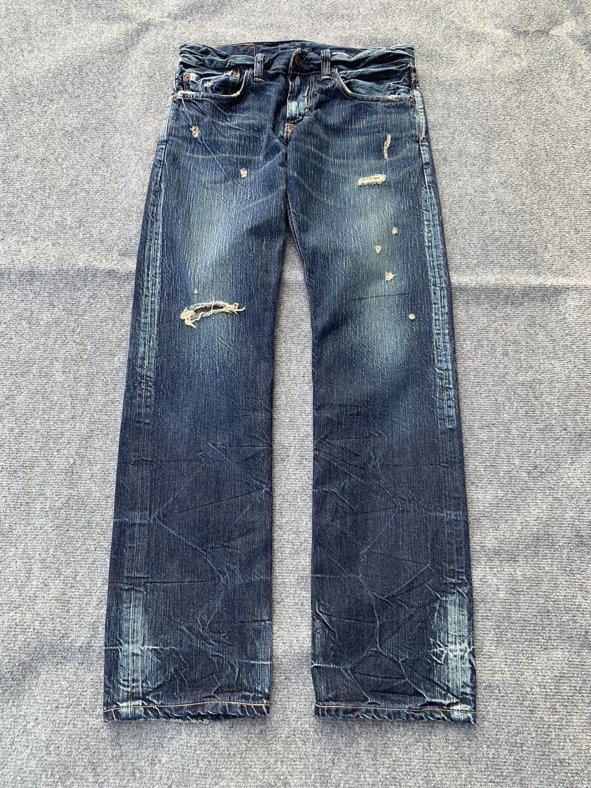 Pre-owned Distressed Denim X Edwin Distressed Edwin 502 Faded Blue In Check