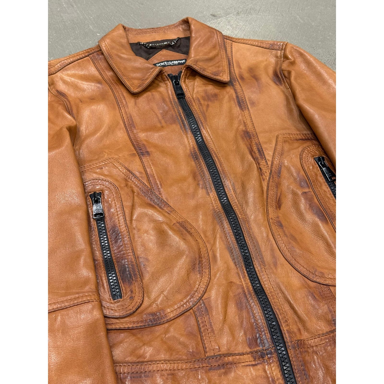 Dolce & Gabbana 2000s Dolce & Gabbana stained rust leather jacket Size XL / US 12-14 / IT 48-50 - 4 Thumbnail
