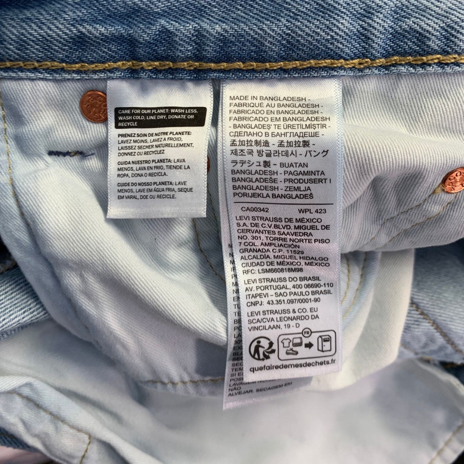 Levi's 32 Blue Cotton Wide Leg Distressed Raw Edge Jeans Size US 32 / EU 48 - 9 Thumbnail