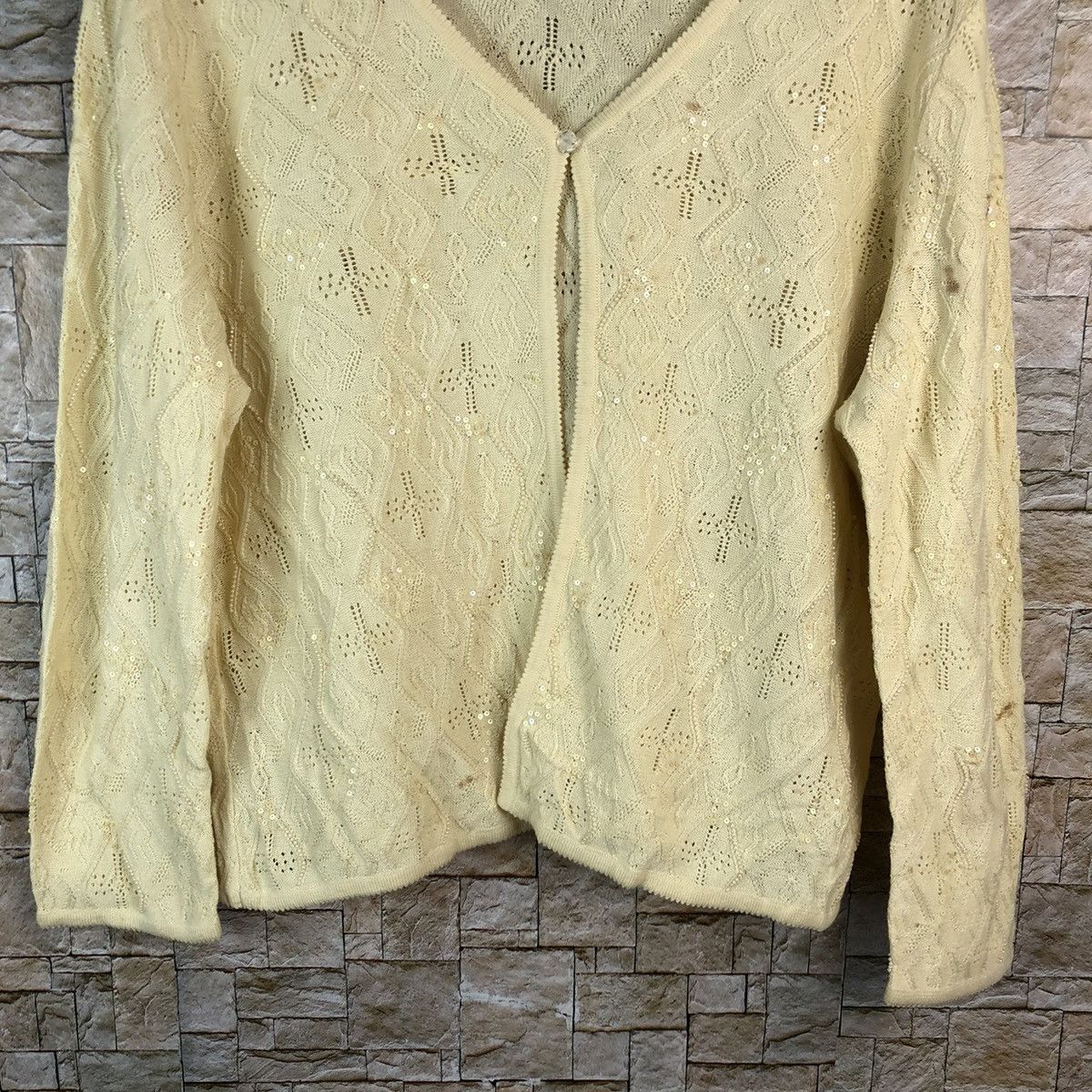 Homespun Knitwear × Japanese Brand Leilion Brown Cardigan vintage crochet Knitwear #A1202 Size M / US 6-8 / IT 42-44 - 6 Thumbnail