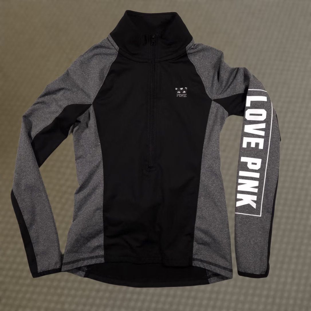 Pinko PINK Victoria's Secret Pullover Womens XS Black Ultimate Quarter Zip Love Pink Pullover Tee Shirt Hoodie? Size XS / US 0-2 / IT 36-38 - 1 Thumbnail
