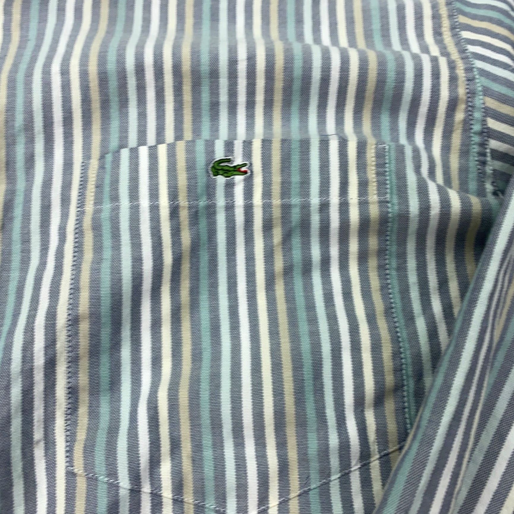 Lacoste Lacoste Shirt 42 Blue Striped Button-Down Long Sleeve with Pocket Mens, Cotton, Regular Fit, Classic 90s Style Size US XL / EU 56 / 4 - 4 Thumbnail