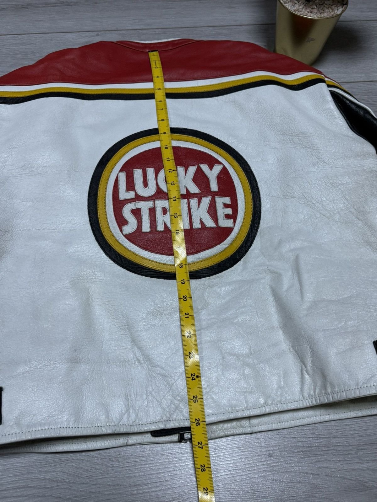 Vintage Lucky Strike leather racing protection jacket big logo Size US XXL / EU 58 / 5 - 12 Thumbnail