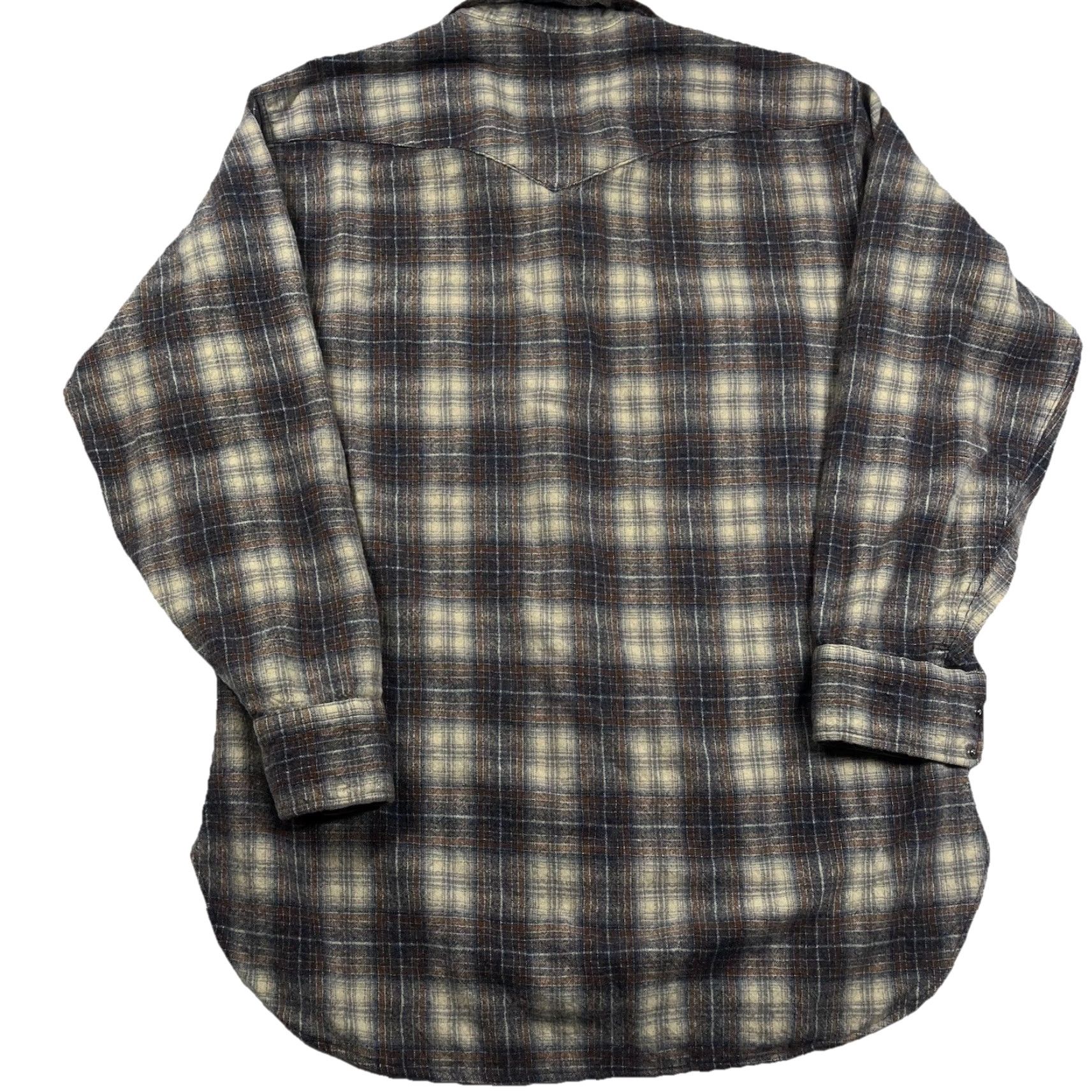 Pendleton VINTAGE Pendleton Western Wear SHIRT Pearl Snap BUTTON Plaid XL Brown Wool Classic Cowboy Western Mens Size US XL / EU 56 / 4 - 3 Thumbnail
