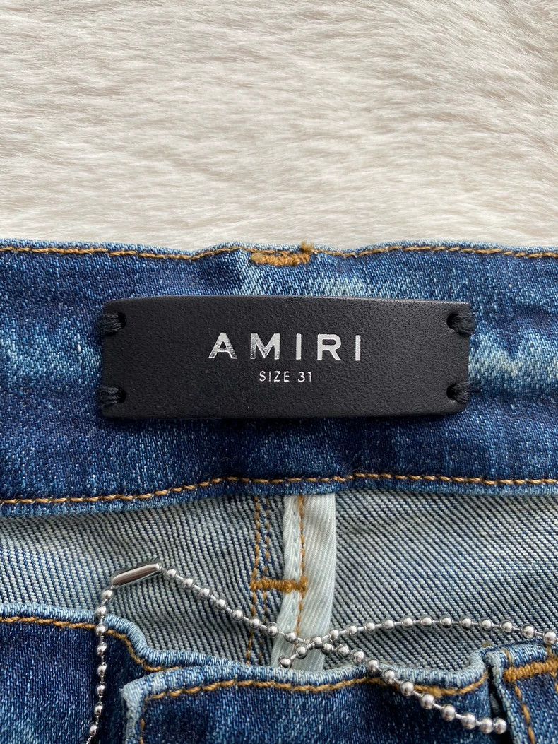Amiri Amiri Washed Blue Diamond Pattern Patchwork Jean Size US 32 / EU 48 - 7 Thumbnail
