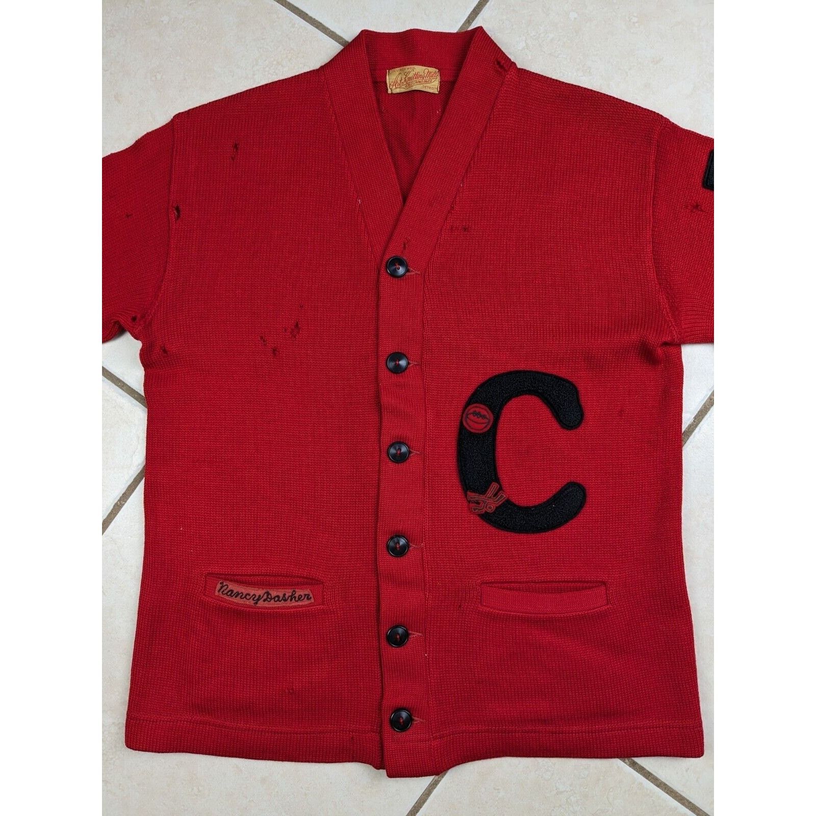 Other Vtg 1950s Art Knitting Mill Sweater Letterman Cardigan Size M / US 6-8 / IT 42-44 - 7 Thumbnail