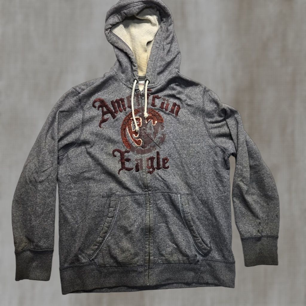 American Eagle Outfitters American Eagle Outfitters Hoodie Mens XL Gray Sweatshirt Long Sleeve Pullover Graphic Print Heavyweight Logo Pockets Furthest? Size US XL / EU 56 / 4 - 1 Thumbnail
