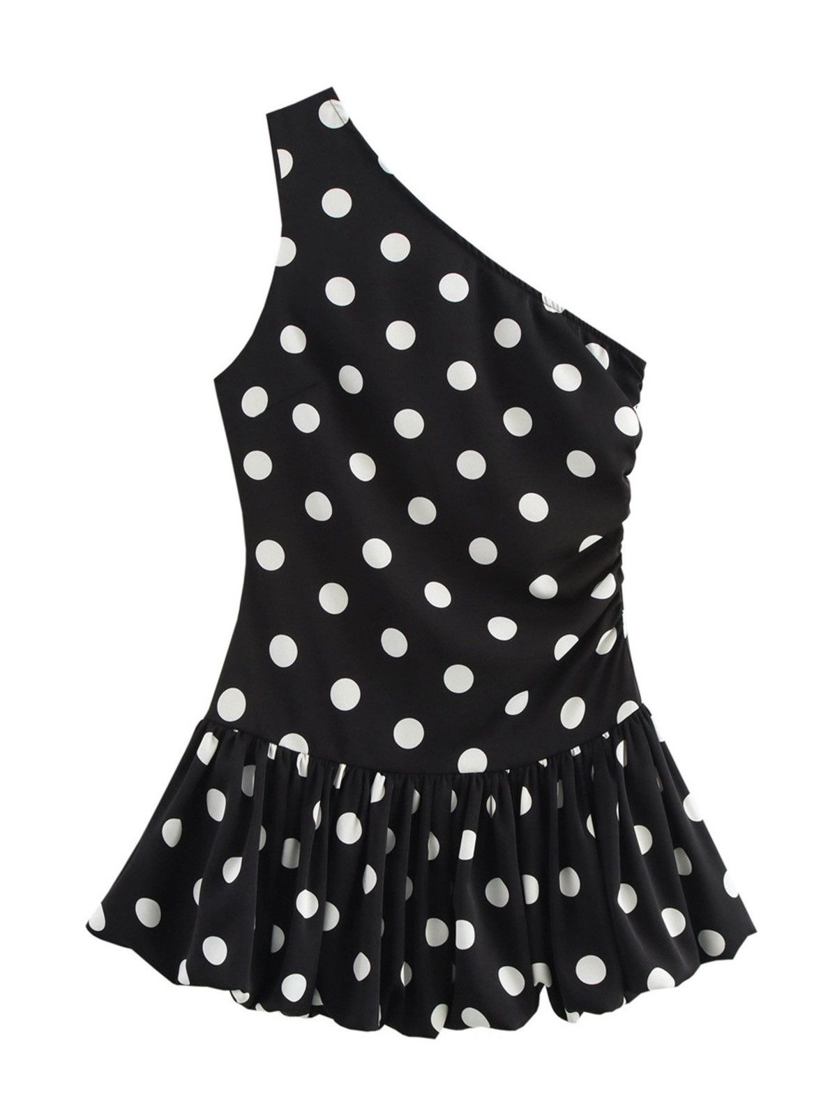 Other NWT One-Shoulder Polka Dot Ruffled Mini Dress Size S/M/L Size M / US 6-8 / IT 42-44 - 3 Thumbnail