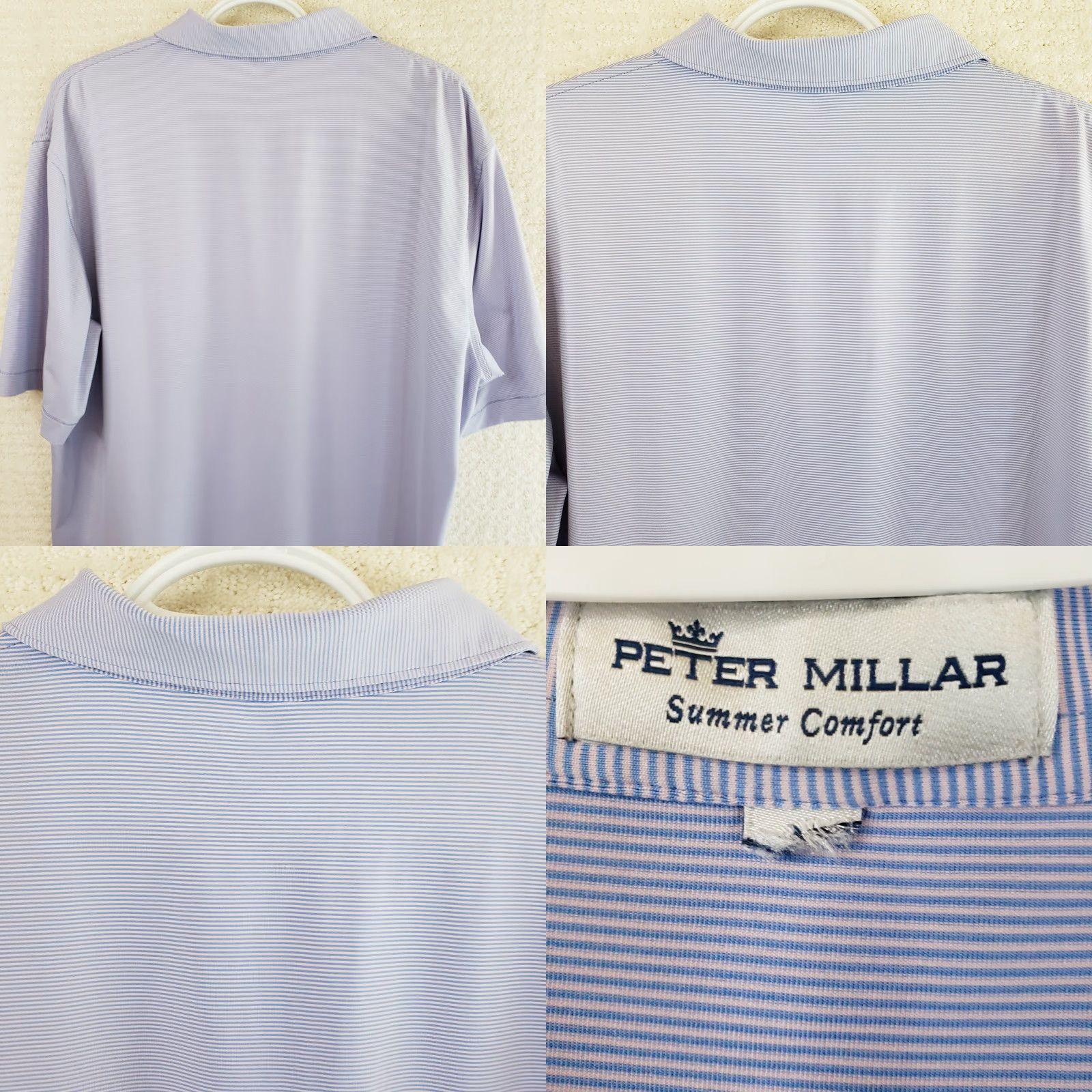 Peter Millar Peter Millar Polo Shirt Men's L Blue Pink Striped Summer Comfort Golf Belfair Shirt Size US L / EU 52-54 / 3 - 8 Thumbnail