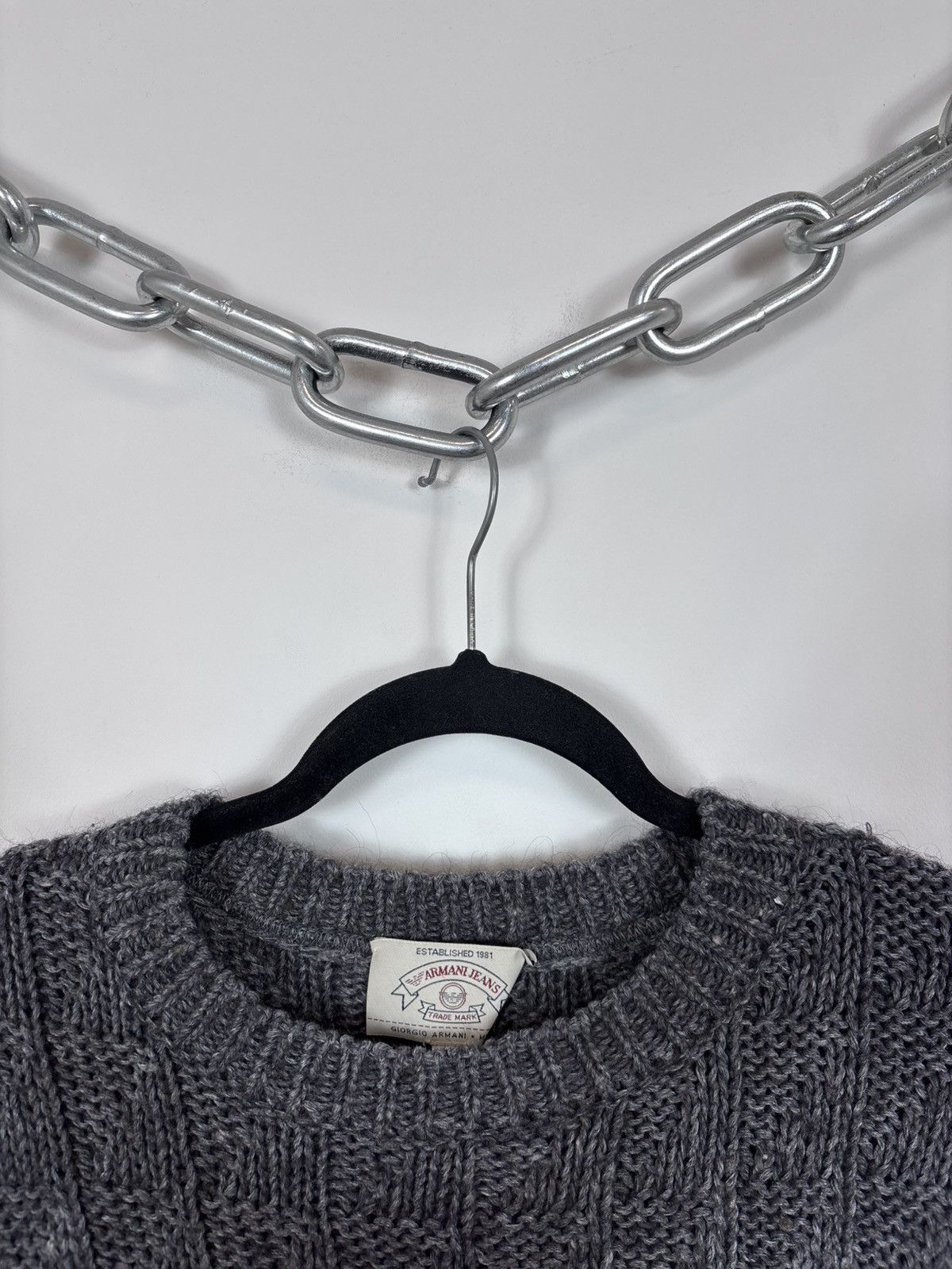 Armani Vintage 1990s Armani Jeans Men’s Grey Knit Sweater Pullover Size US XL / EU 56 / 4 - 4 Thumbnail