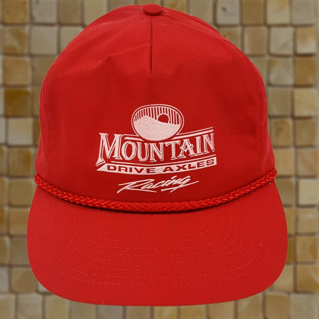 Vintage VINTAGE Mountain Axles Racing Puff Print Snapback Trucker Hat Hipster Men Adjustable Red Racing 80s Retro Solid Sport Baseball Cap Size ONE SIZE - 1 Thumbnail