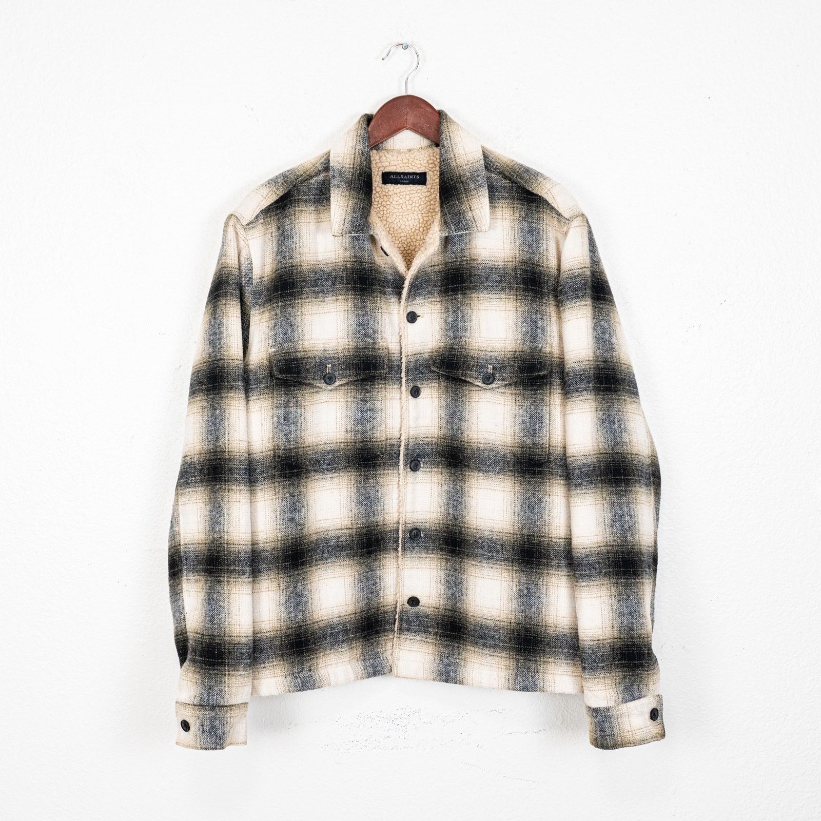 Allsaints All SAINTS Lewes Check Shirt Jacket Sherpa Lined Size Large Size US L / EU 52-54 / 3 - 2 Thumbnail