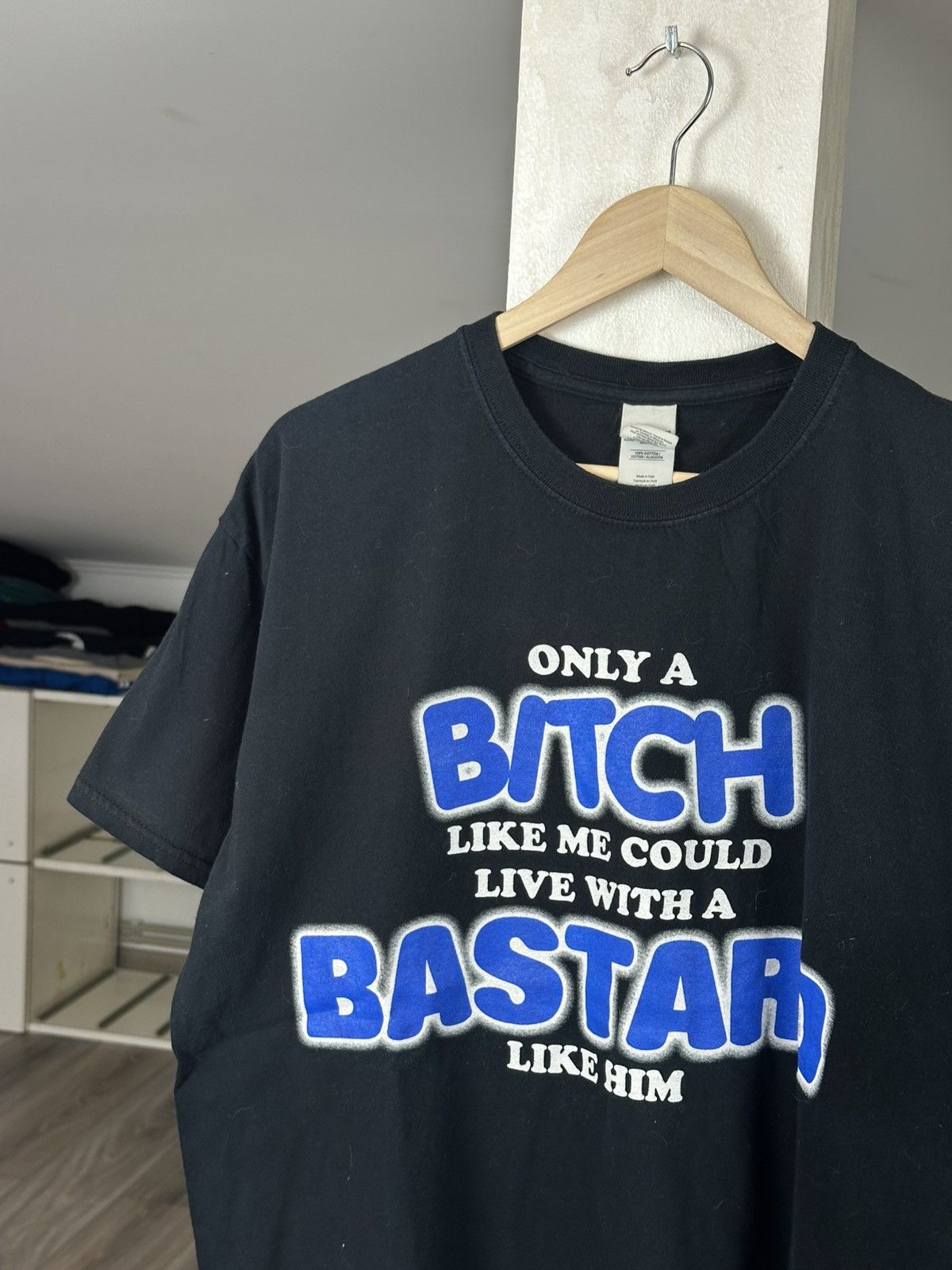Vintage ONLY A BASTARD LIKE ME COULD LIVE WITH A BITCH LIKE HER TEE Size US XL / EU 56 / 4 - 3 Thumbnail