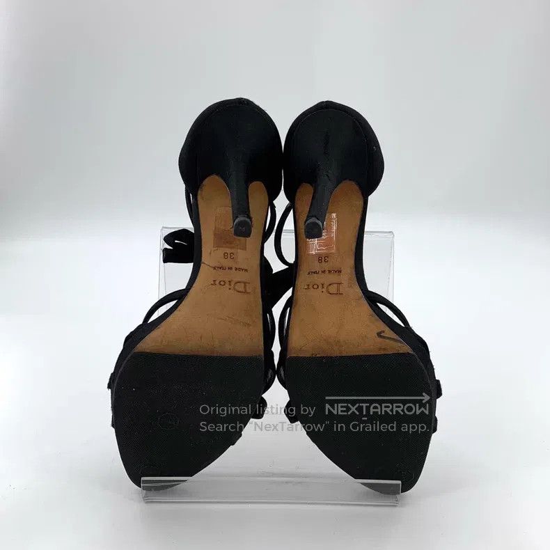 Dior Dior Black diamond-encrusted tie bow buckle thin heel high Size US 7.5 / IT 37.5 - 5 Thumbnail