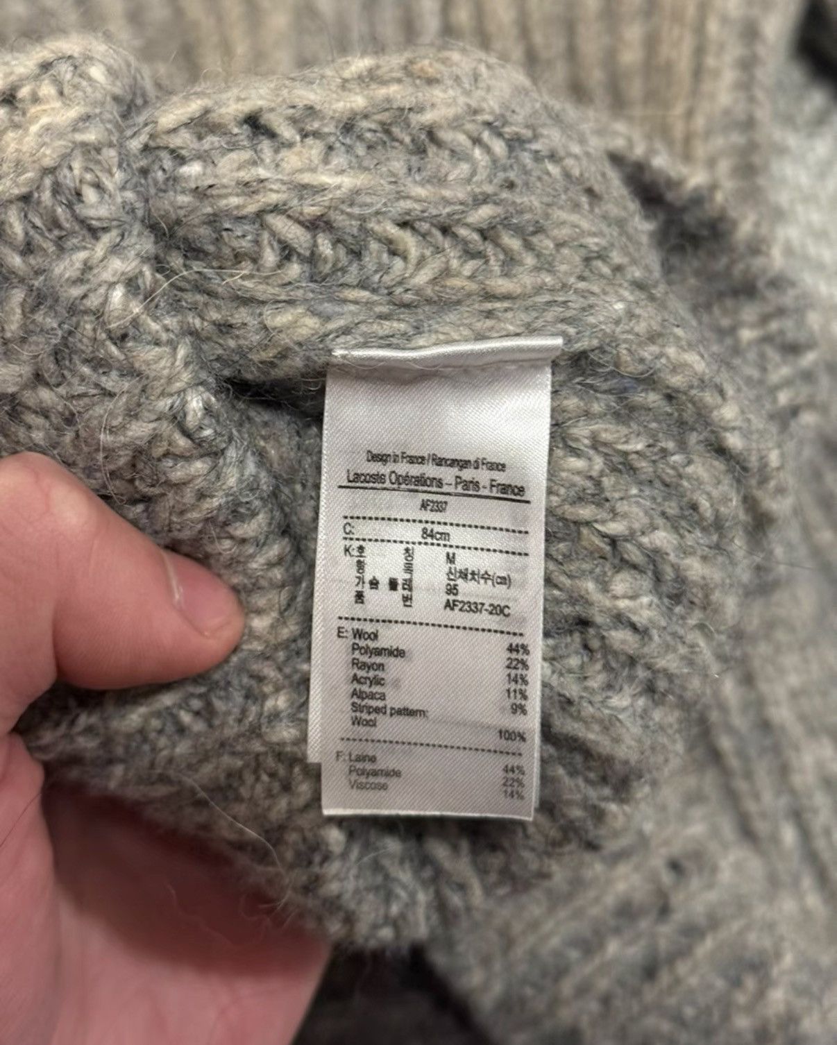 Lacoste Lacoste Gray Striped Wool Blend Sweater K24 Size M / US 6-8 / IT 42-44 - 7 Thumbnail