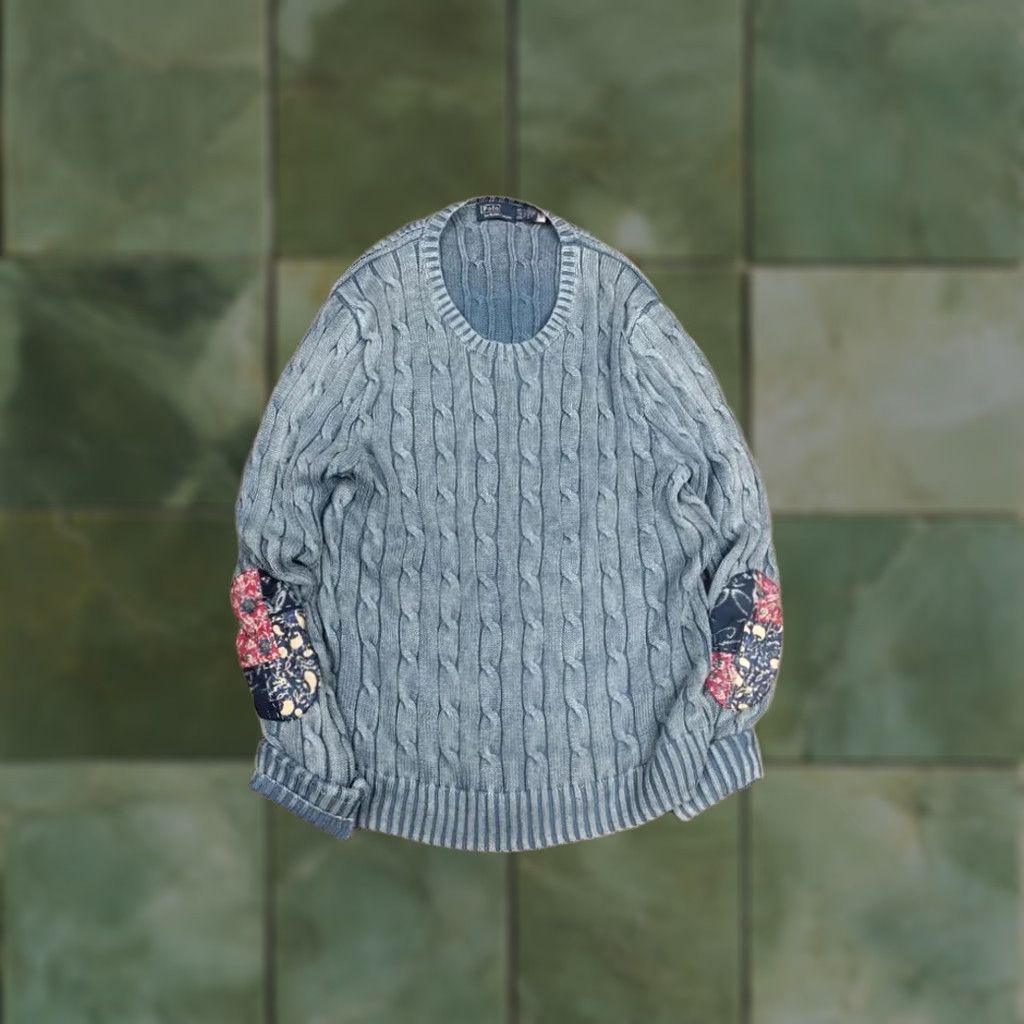 Polo Ralph Lauren VINTAGE Polo Ralph Lauren Indigo Patchwork Elbow Knit Sweater XL Women Blue Polo Ralph Lauren Indigo Patchwork Elbow Knit Sweater Vintage Size XL / US 12-14 / IT 48-50 - 1 Thumbnail