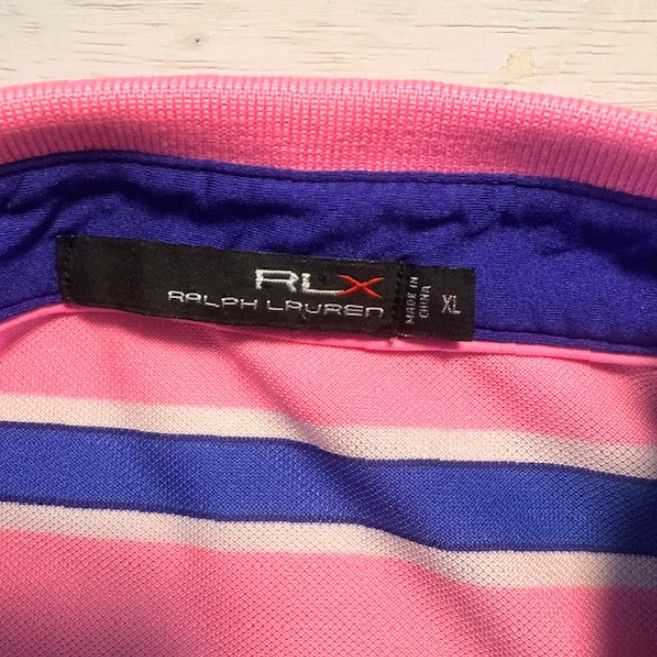 Ralph Lauren VINTAGE RLX Ralph Lauren Polo Shirt Mens XL Pink Blue Striped Golf Preppy Shirt Mens XL Pink Blue Striped Polo Golf Preppy Size US XL / EU 56 / 4 - 2 Thumbnail