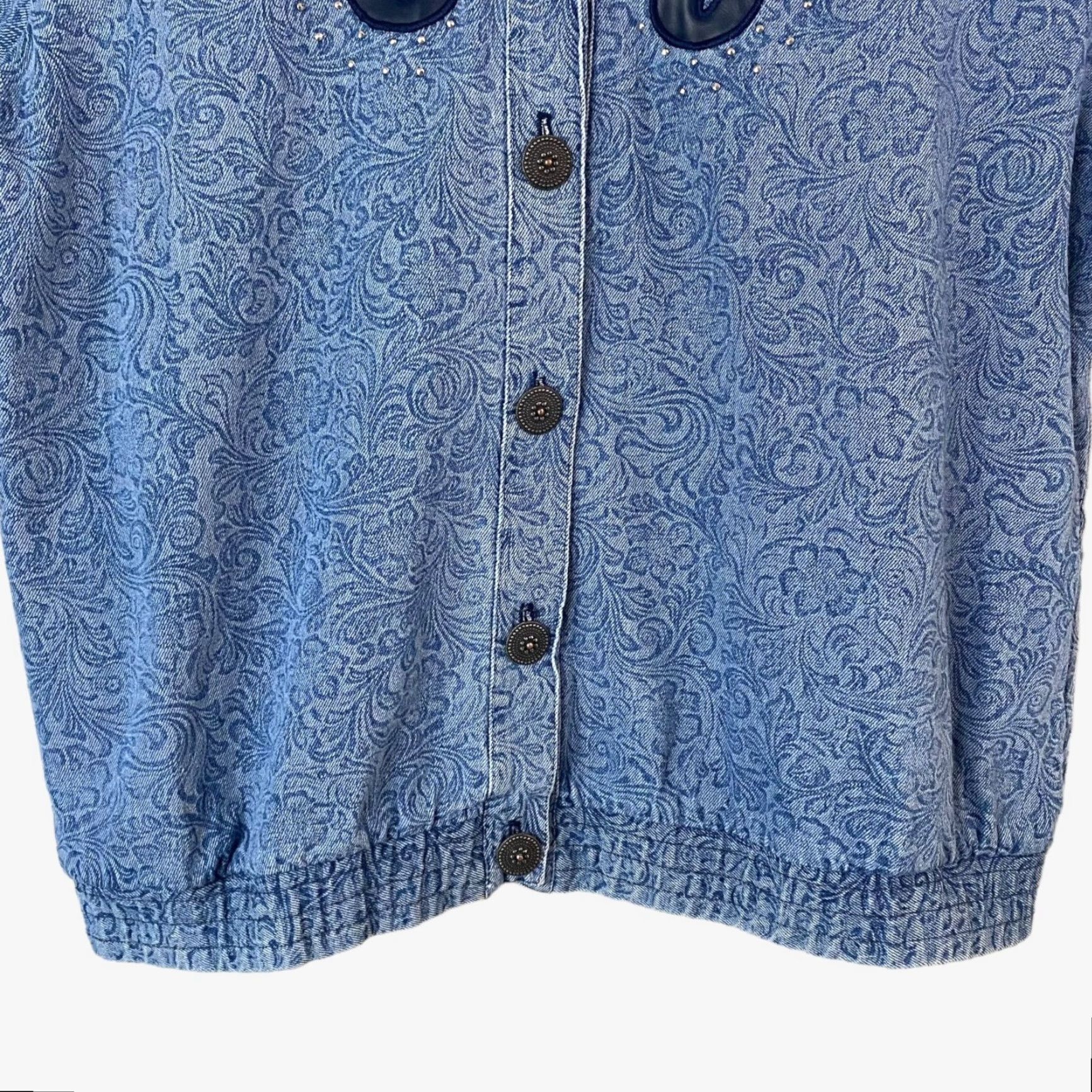 Denime VINTAGE Saint Germain Western Denim Jacket Women L Blue Floral Motif Button-Up 100% Cotton USA Womens Size L / US 10 / IT 46 - 7 Thumbnail