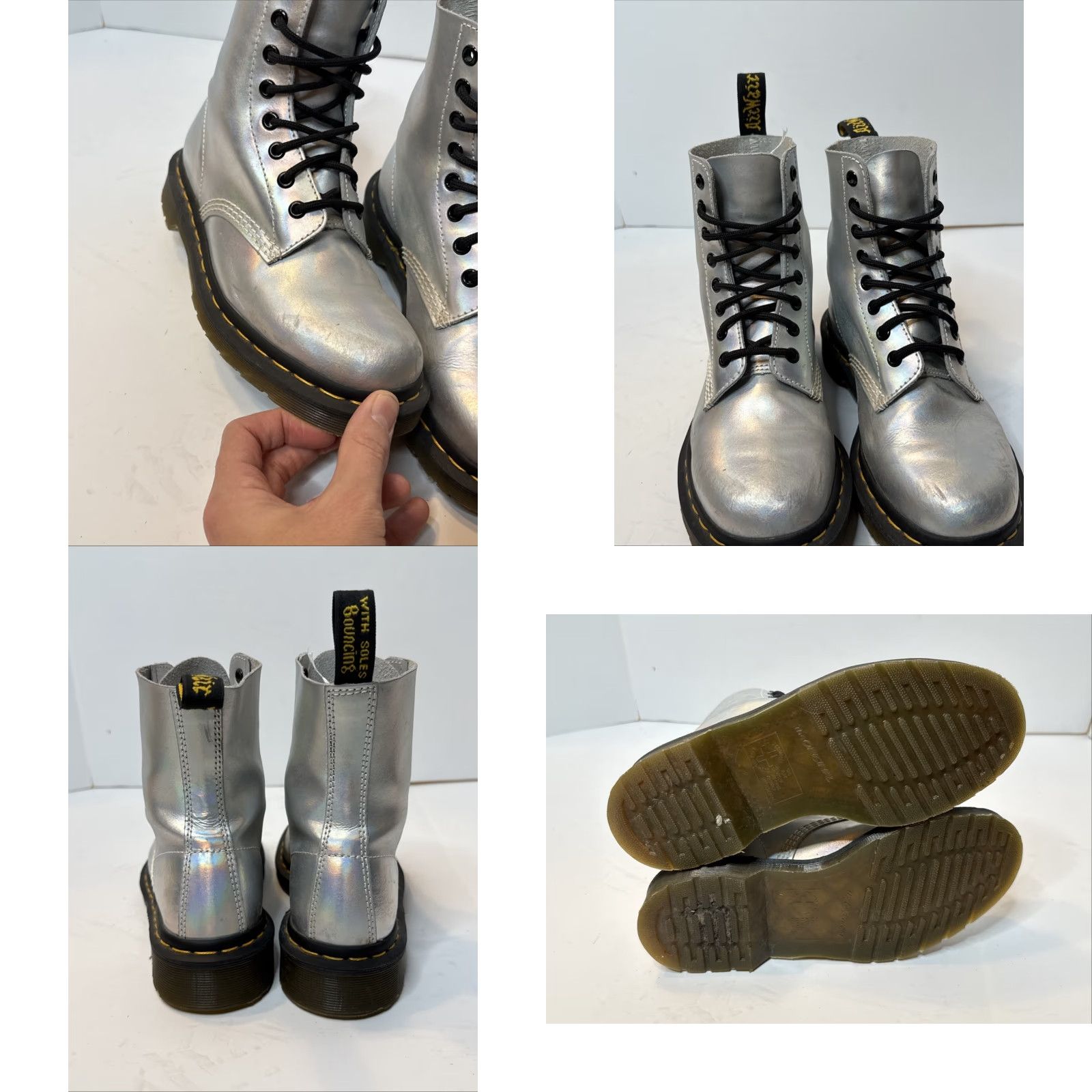 Dr. Martens Dr Martens Pascal Rs Silver Reflective Leather Ankle Boot Womens US Size 7 Size US 7 / IT 37 - 8 Thumbnail