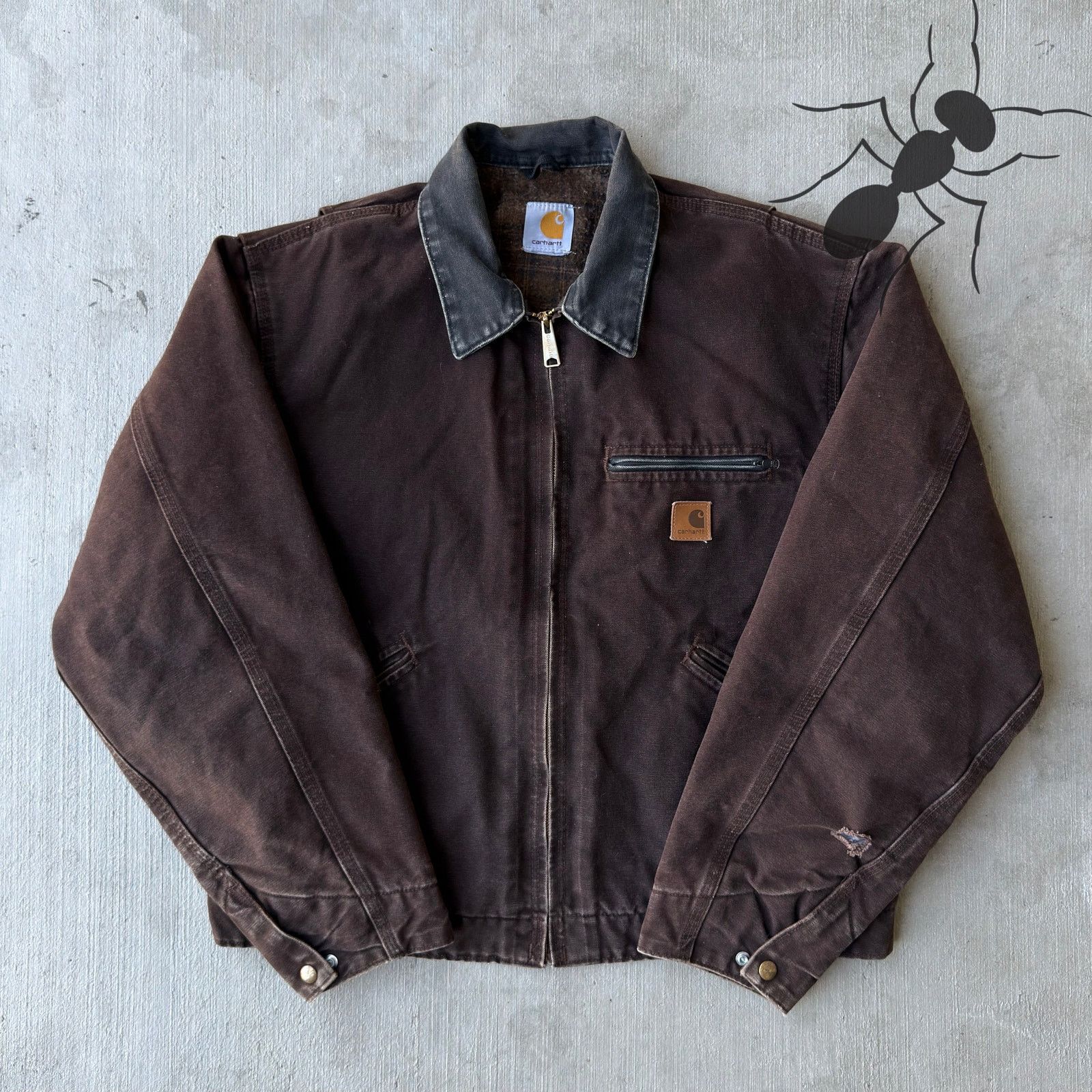 Carhartt × Vintage Carhartt J97 DKB brown Detroit work wear jacket Size US L / EU 52-54 / 3 - 1 Thumbnail