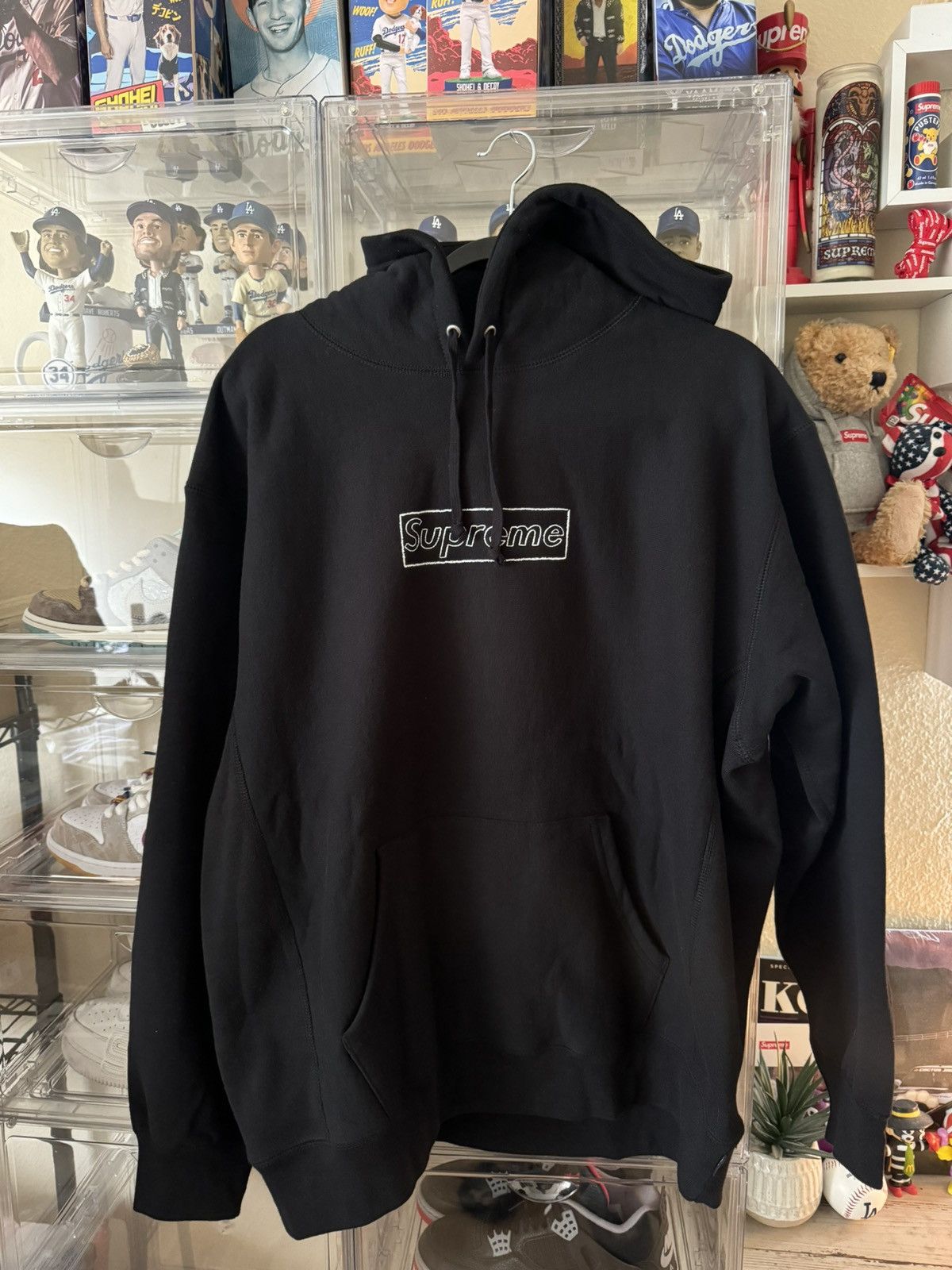 トップス KAWS Chalk BOX Logo Hooded Sweatshirt Supreme KAWS Chalk Logo Hooded Sweatshirt Heather Grey Men's