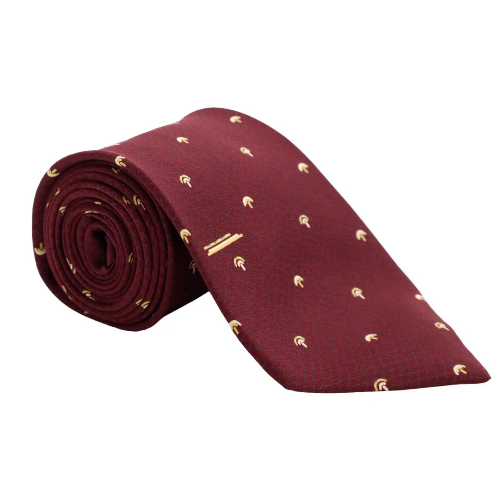 Valentino VALENTINO Tie Men's 139 x 8 CM Tied Burgundy Vintage Patterned Silk Made In Italy Formal Business Burgundy Mens Tie Size ONE SIZE - 2 Thumbnail