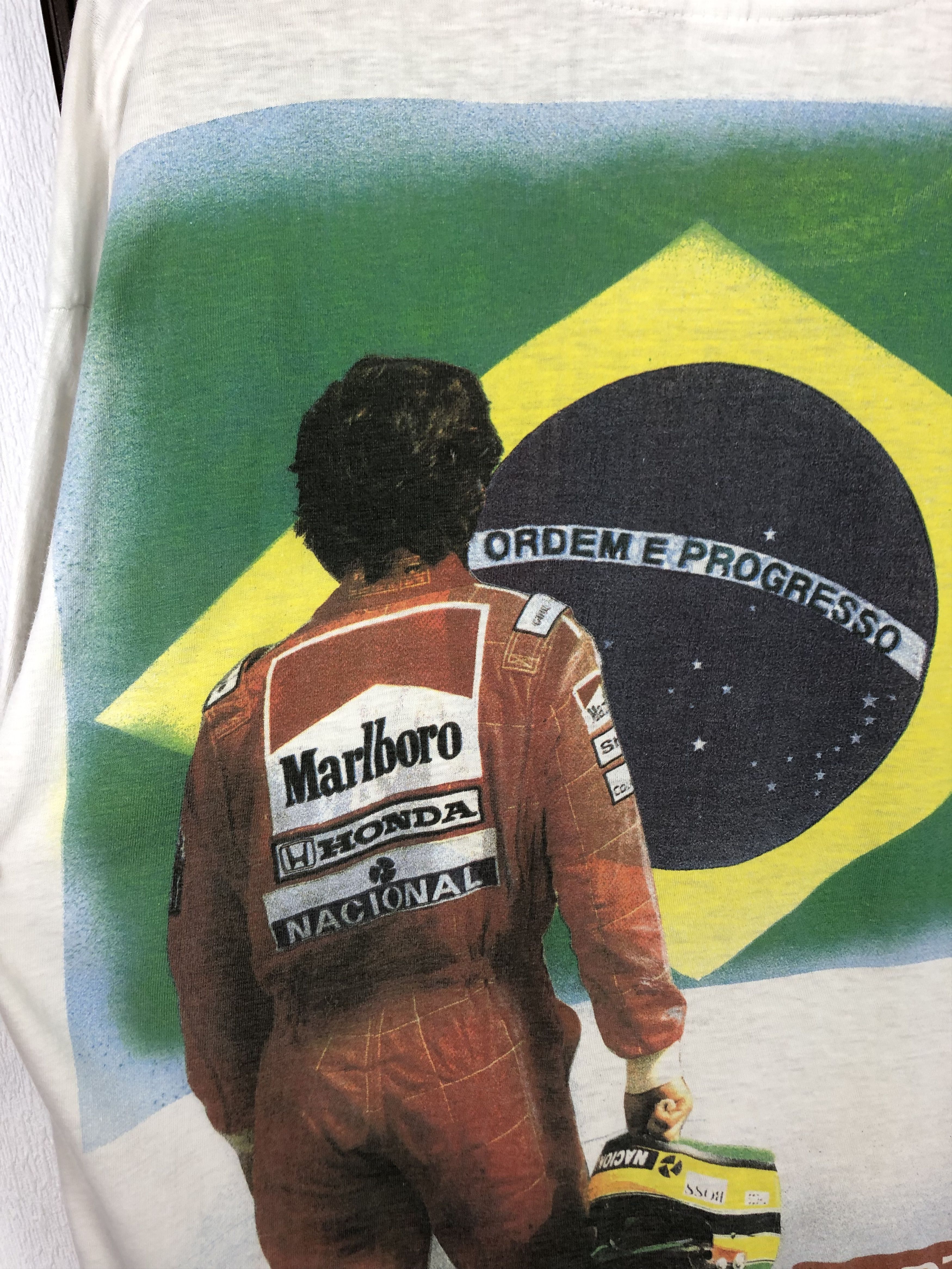 Vintage Vintage 90's Ayrton Senna Racing Tee Shirt Over Print Shirt Size US L / EU 52-54 / 3 - 17 Thumbnail