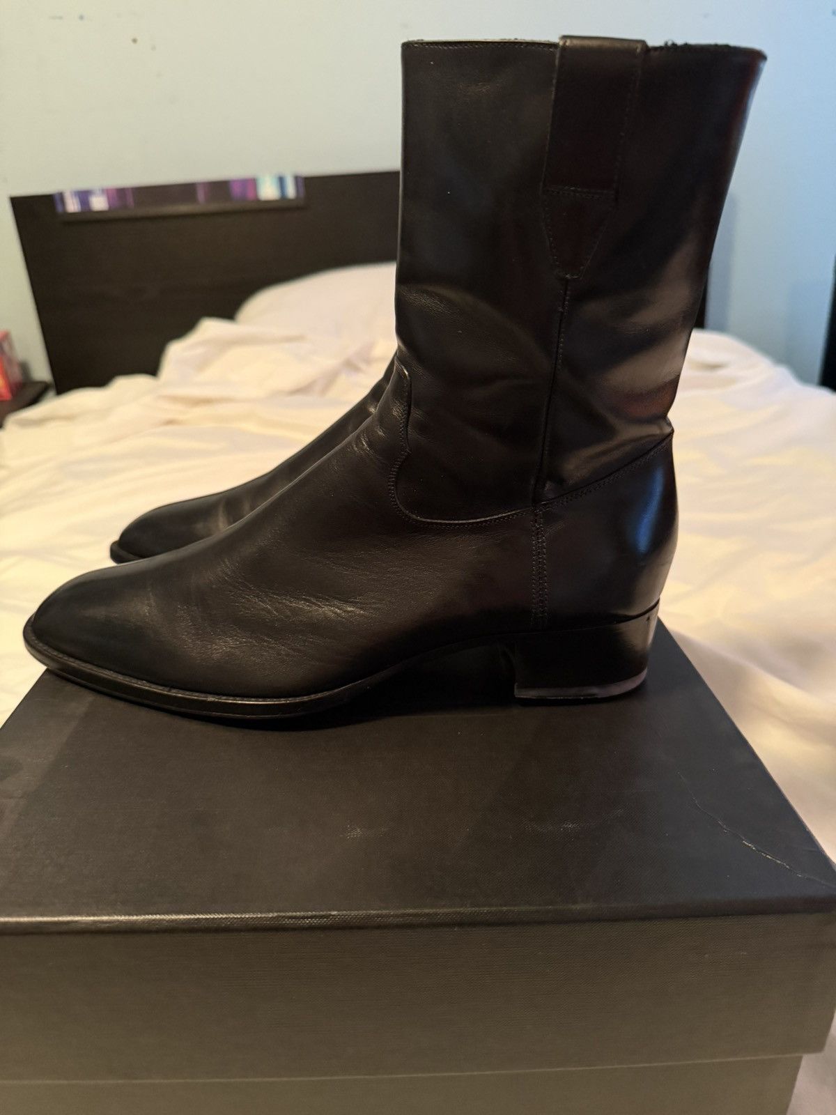 Saint Laurent Paris RARE FW13 Black Leather Cowboy Boot Size US 9.5 / EU 42-43 - 2 Thumbnail