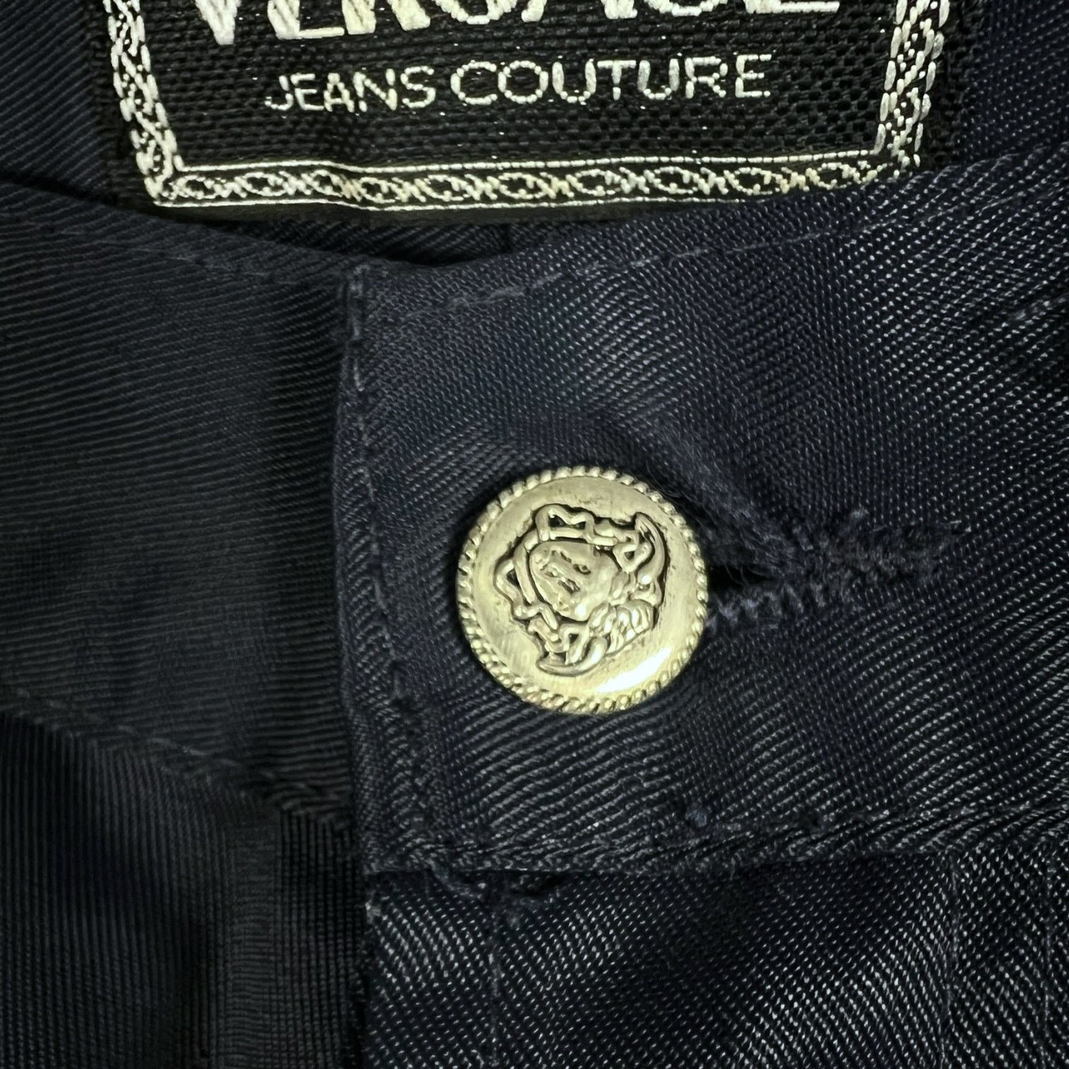 Versace Men's Vintage Y2K Versace Couture Navy Coated Jeans 29W 31L Size US 33 - 5 Thumbnail