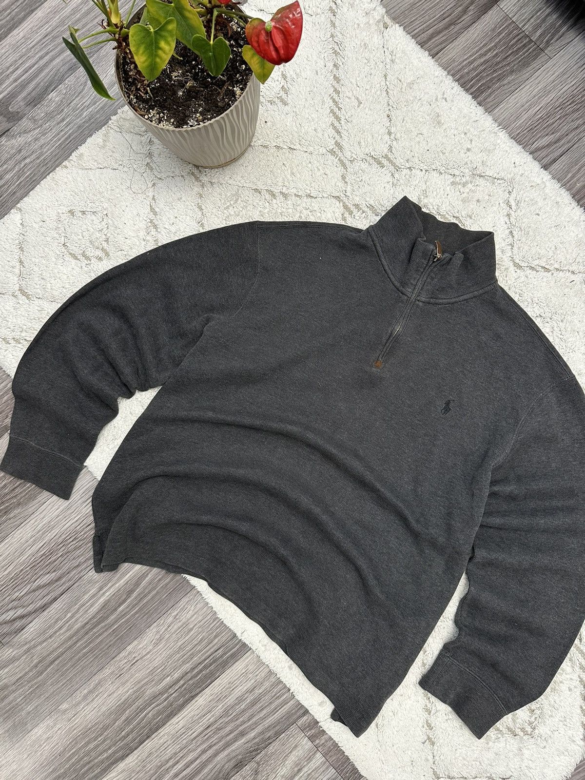 RARE Polo Ralph Lauren Vintage 1/3 zip grey sweater S