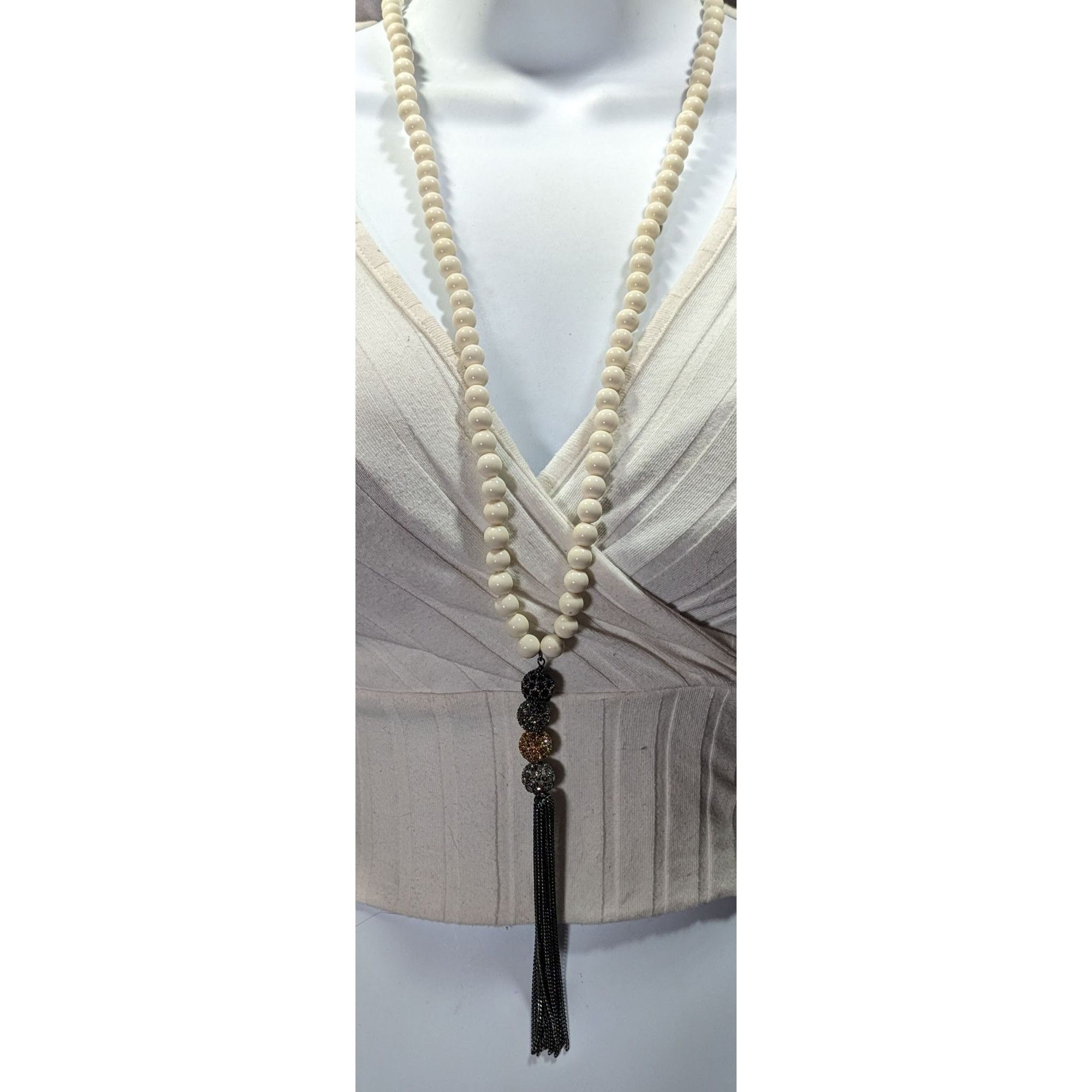 Other Boho Chic Stone Beaded Necklace With Metallic Rhinestone Bea Size ONE SIZE - 3 Thumbnail