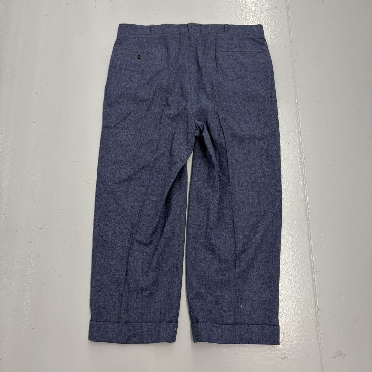Other NOS Vintage 50s Blue Wool Buttonfly Wide Leg Trousers 38x26 Size US 38 / EU 54 - 3 Thumbnail