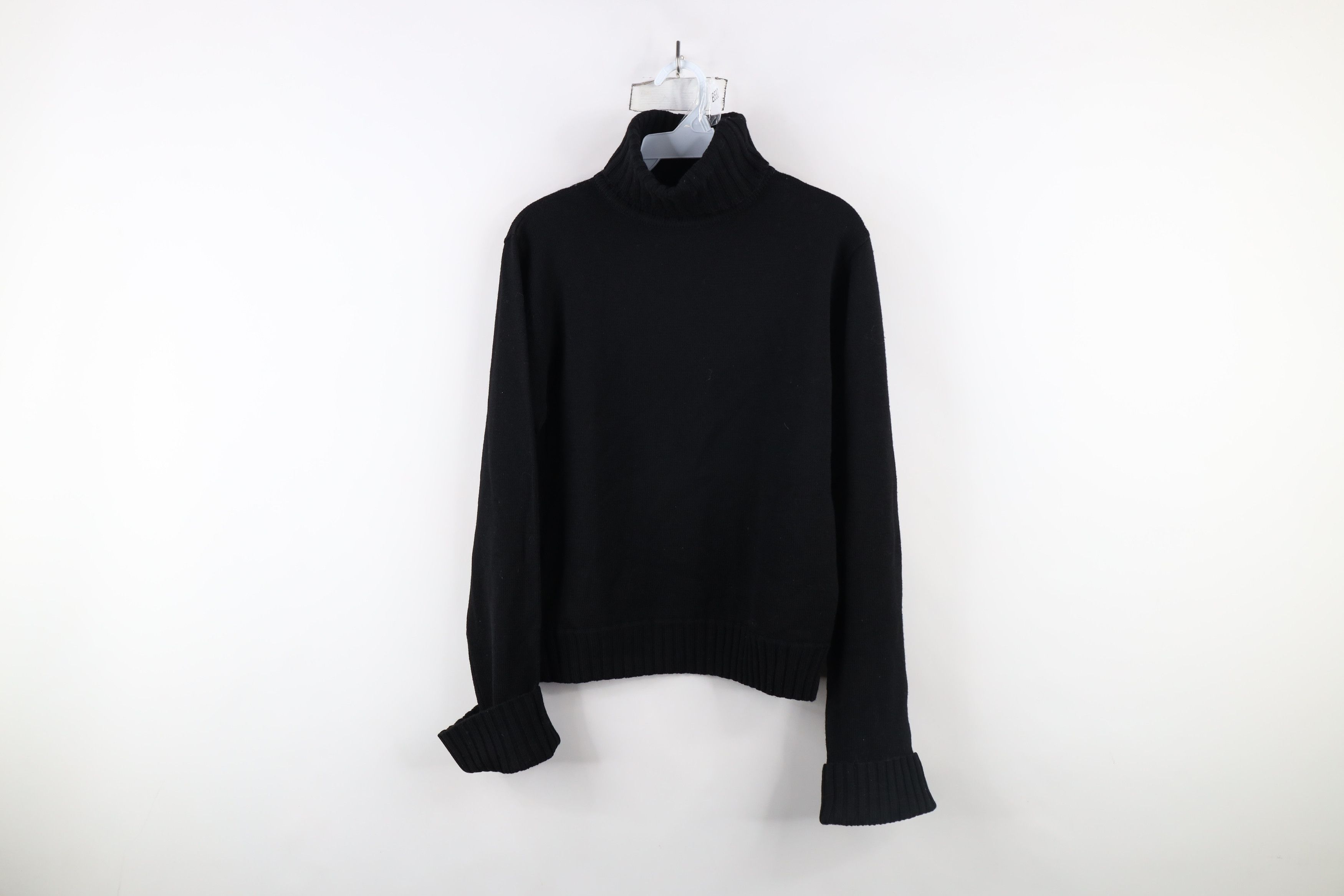 DKNY × Vintage Vintage 90s DKNY Blank Wool Knit Turtleneck Sweater Black Size L / US 10 / IT 46 - 1 Thumbnail