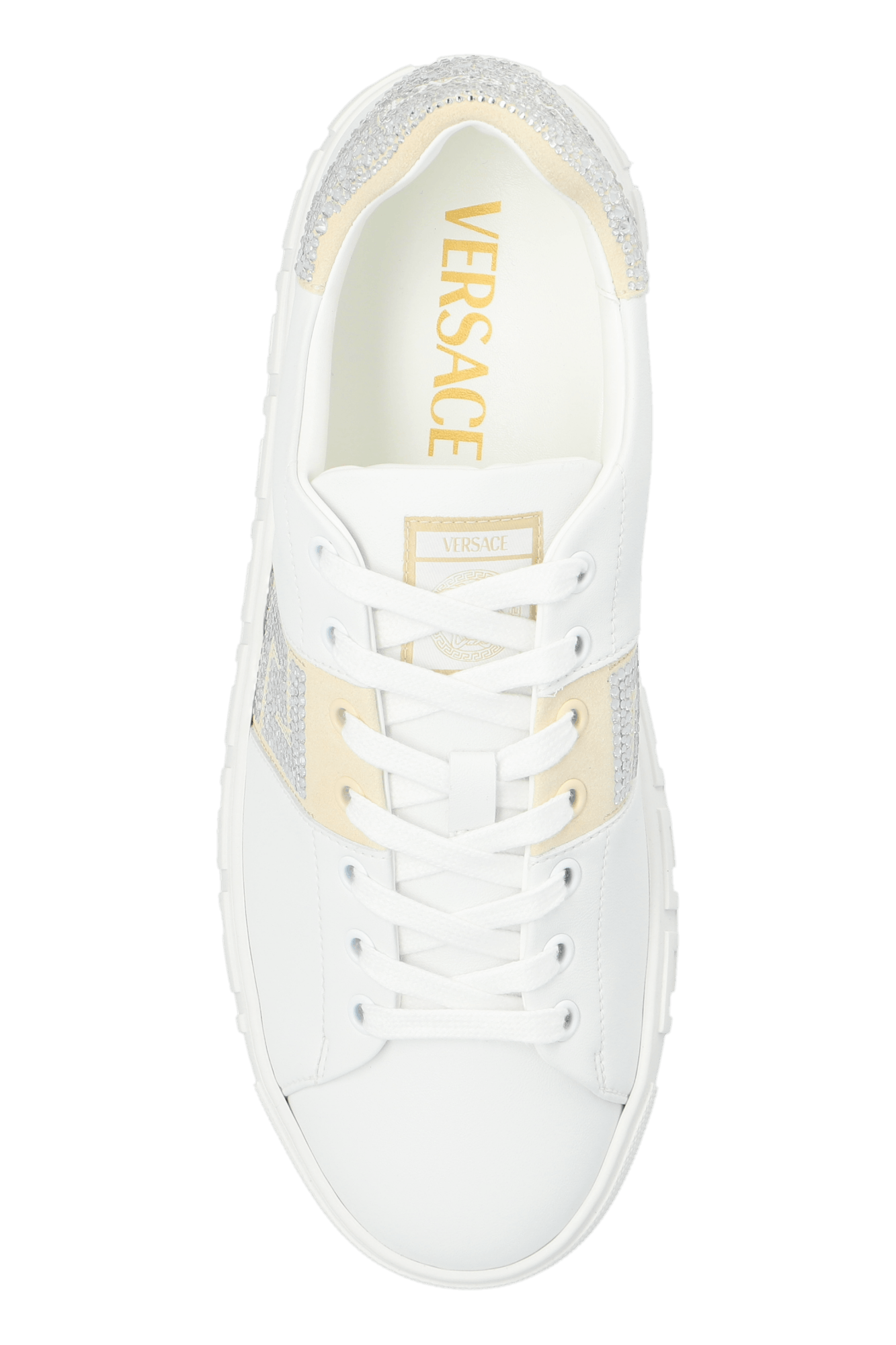 Versace o1s22i1n1024 Greca Crystal Sneakers in White Size US 7 / IT 37 - 4 Thumbnail