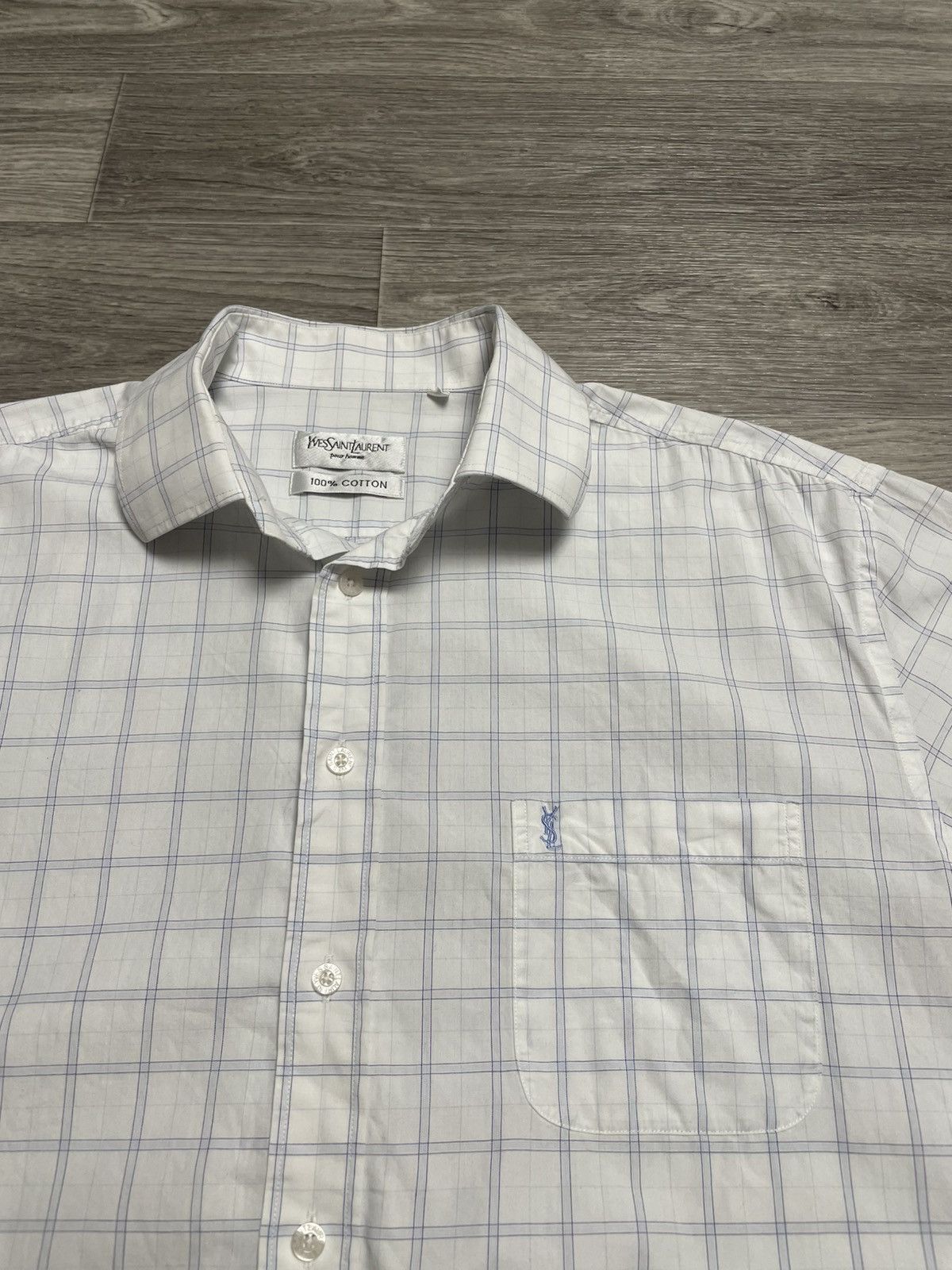Yves Saint Laurent Vintage Yves Saint Laurent YSL Checkered Short Sleeve Shirt Size US XL / EU 56 / 4 - 4 Thumbnail