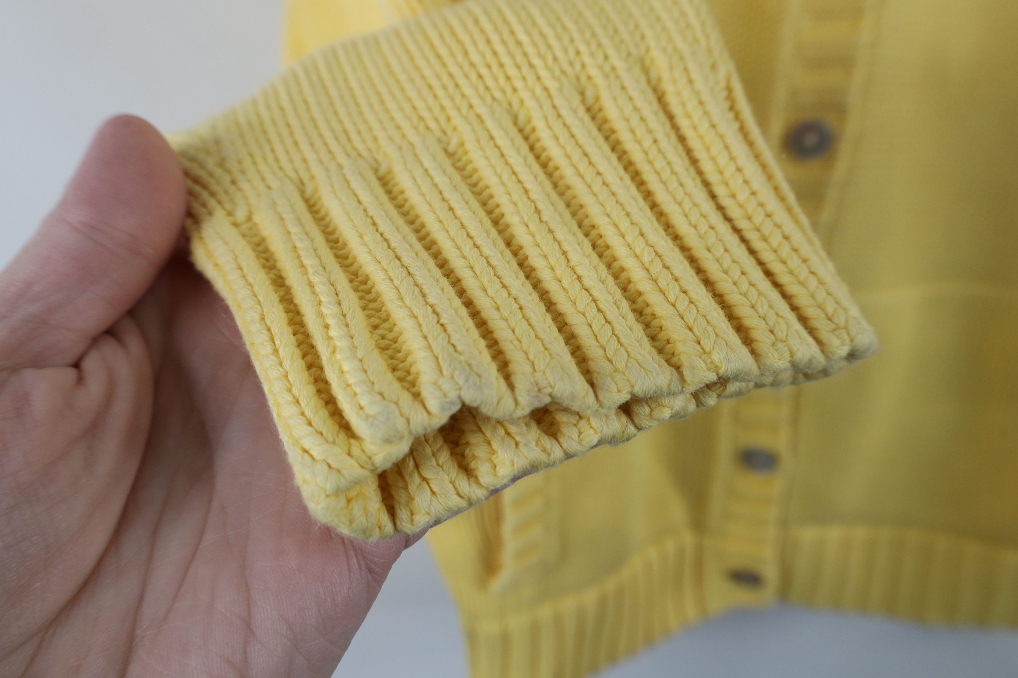 Lands' End × Vintage Vintage 90s Lands End Knit Cardigan Sweater Yellow Japan Size XL / US 12-14 / IT 48-50 - 9 Thumbnail