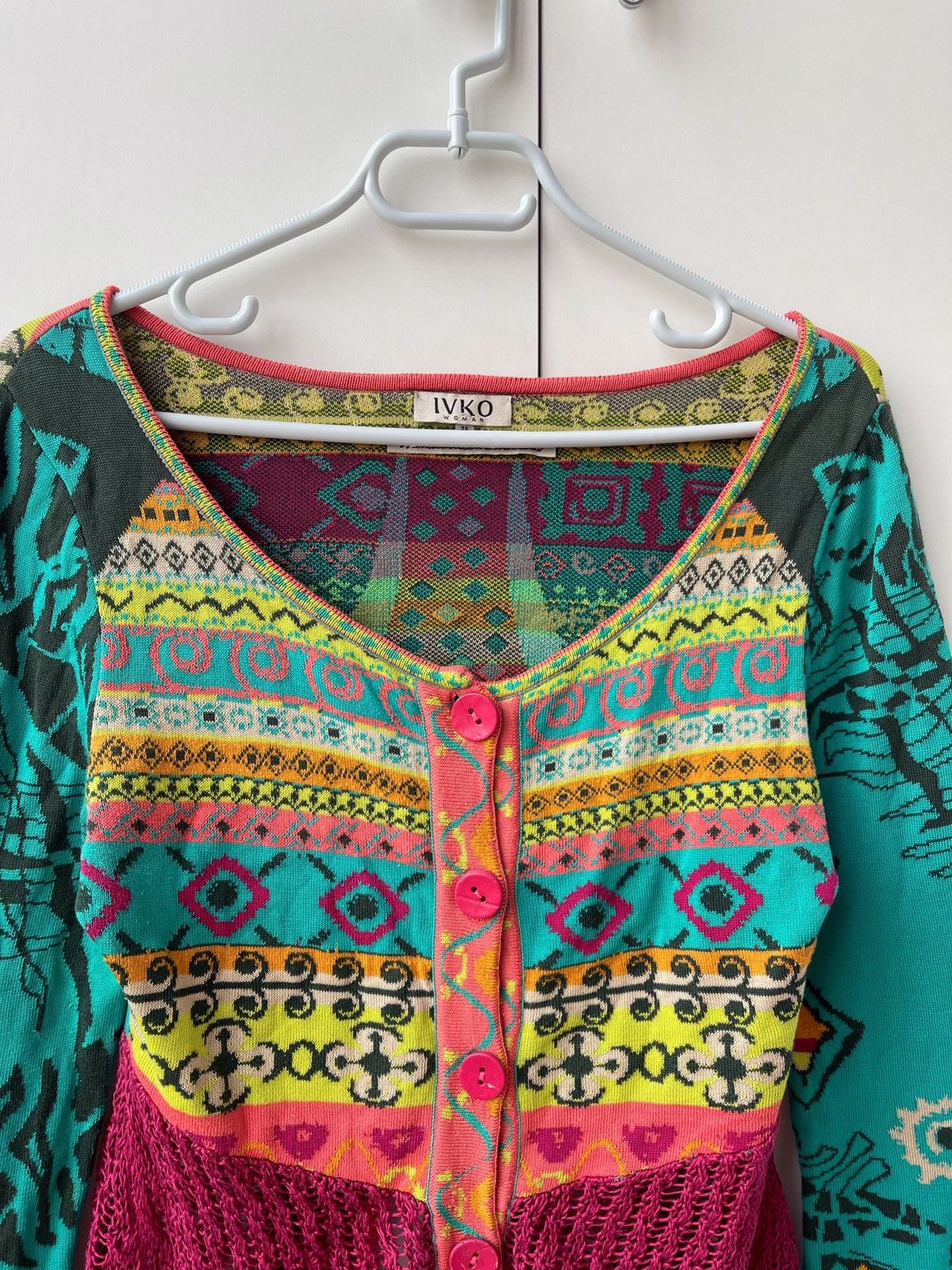 Designer Ivko Woman Multicolor Cardigan Knit Sweater Size XS / US 0-2 / IT 36-38 - 2 Thumbnail