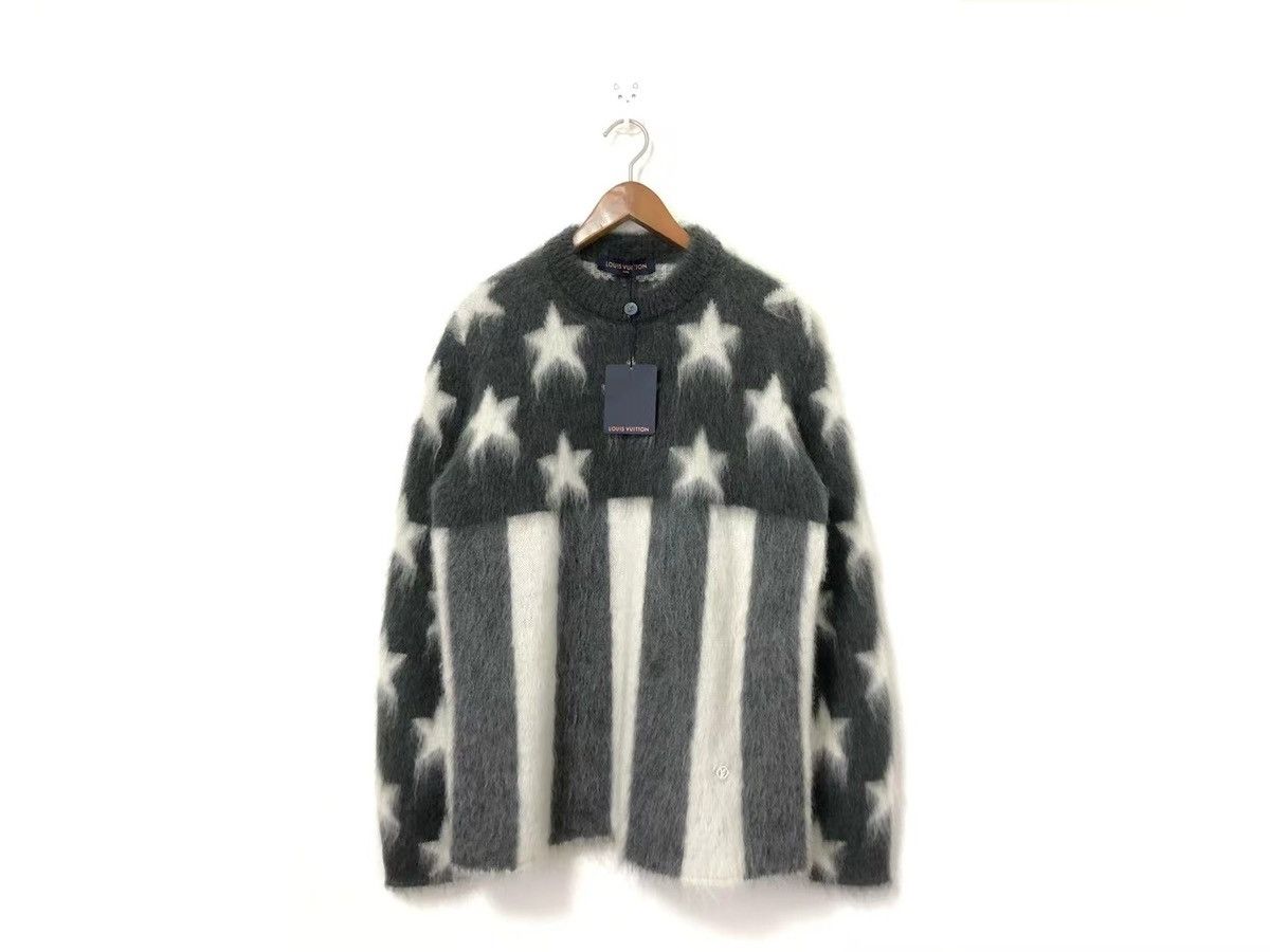 image of Louis Vuitton Usa Flag Mohair Crewneck Sweater in Black, Men's (Size Medium)