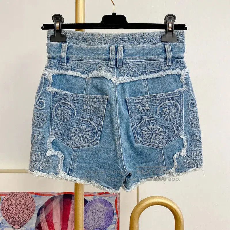 Balmain Balmain Summer Blue Cotton Women's Shorts . Size 23" - 3 Thumbnail