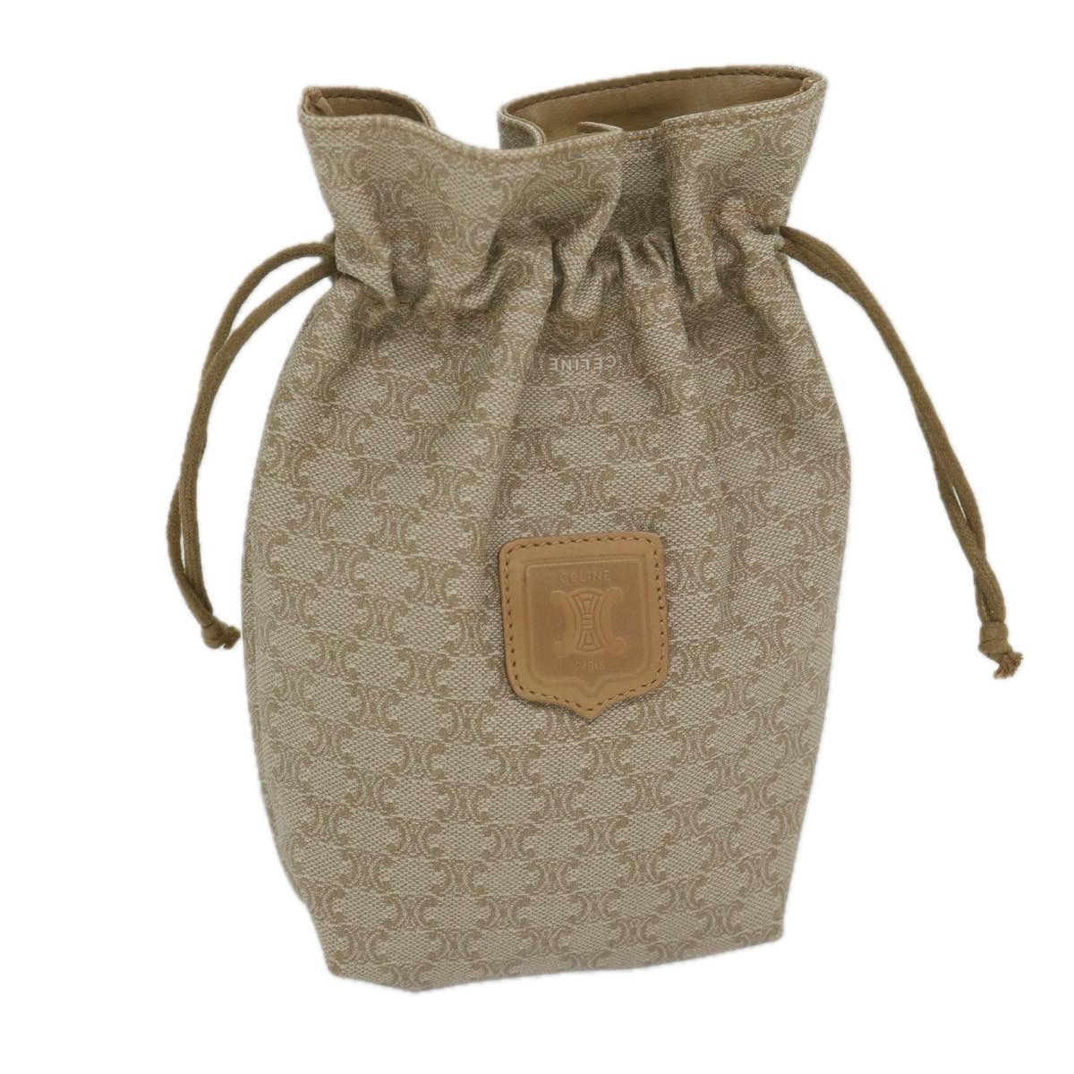 image of Celine Macadam Canvas Drawstring Pouch Beige Auth Ai715, Women's