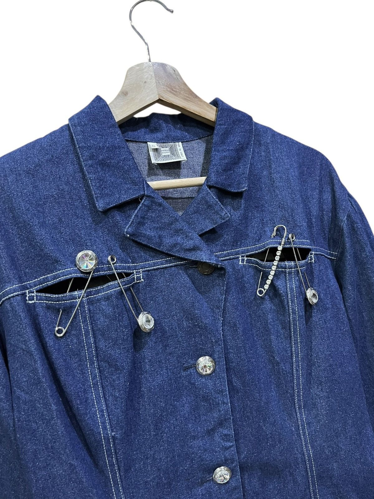 Italia Independent 🔥Ivano Boni Safety Pin Denim Jacket Avant Italy Size S / US 4 / IT 40 - 1 Thumbnail