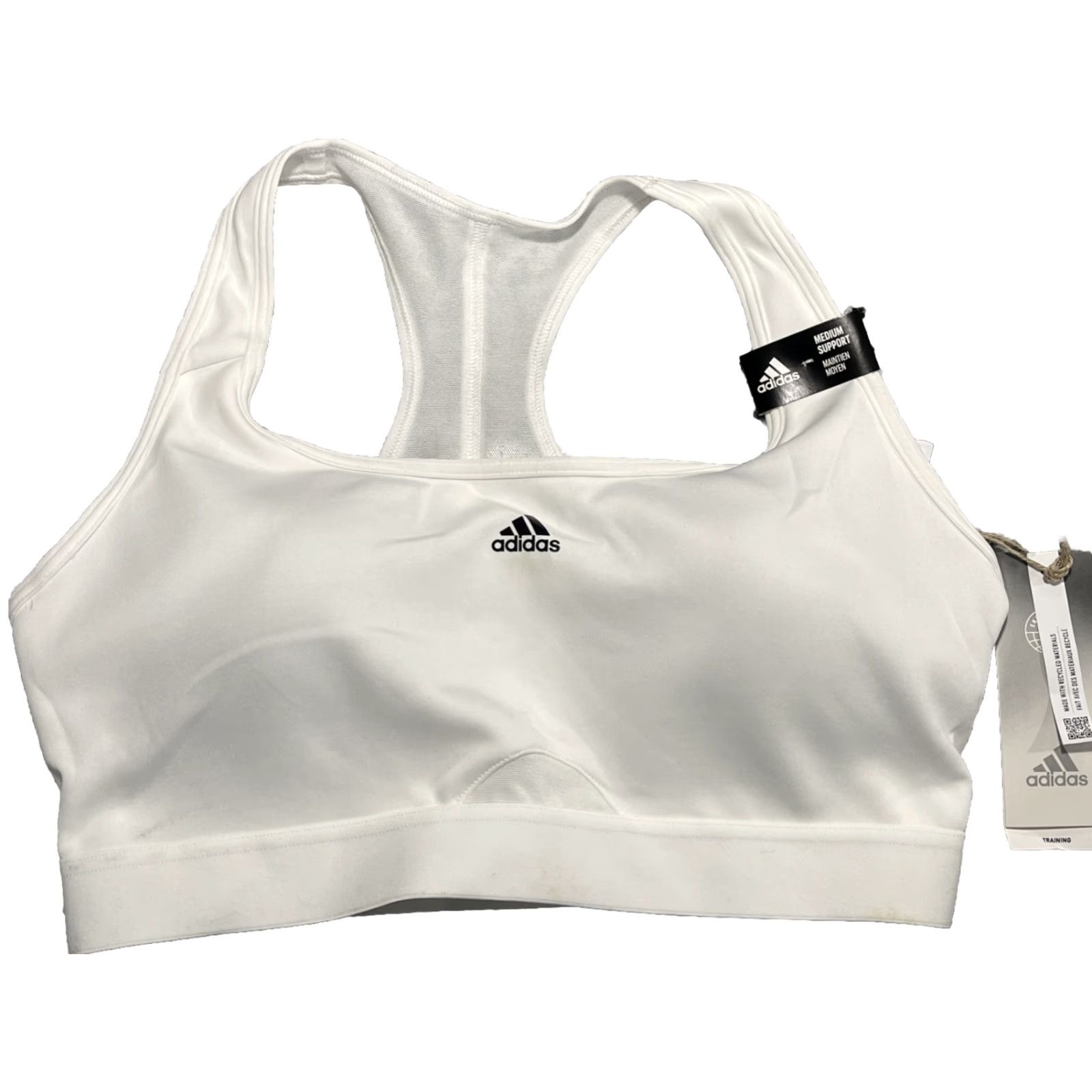 Adidas Adidas Women's Sports Bra M D-DD White Powerreact Training Bra Shirt? Size ONE SIZE - 3 Thumbnail