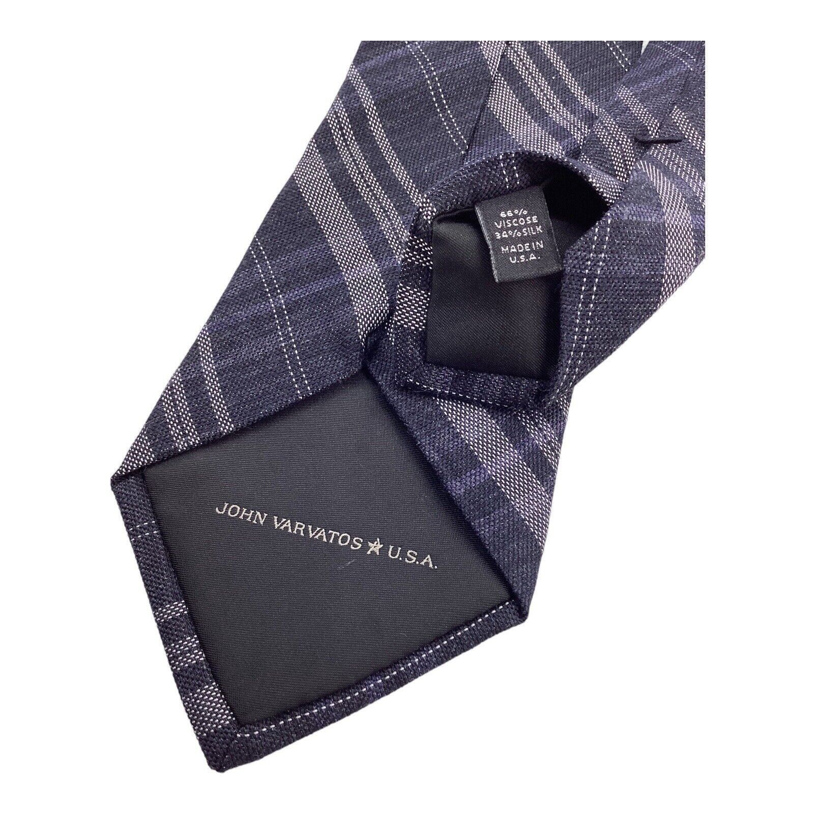 John Varvatos JOHN VARVATOS Gray PLaids & Cheks Silk Tie Made In USA W: 3. Size ONE SIZE - 4 Thumbnail