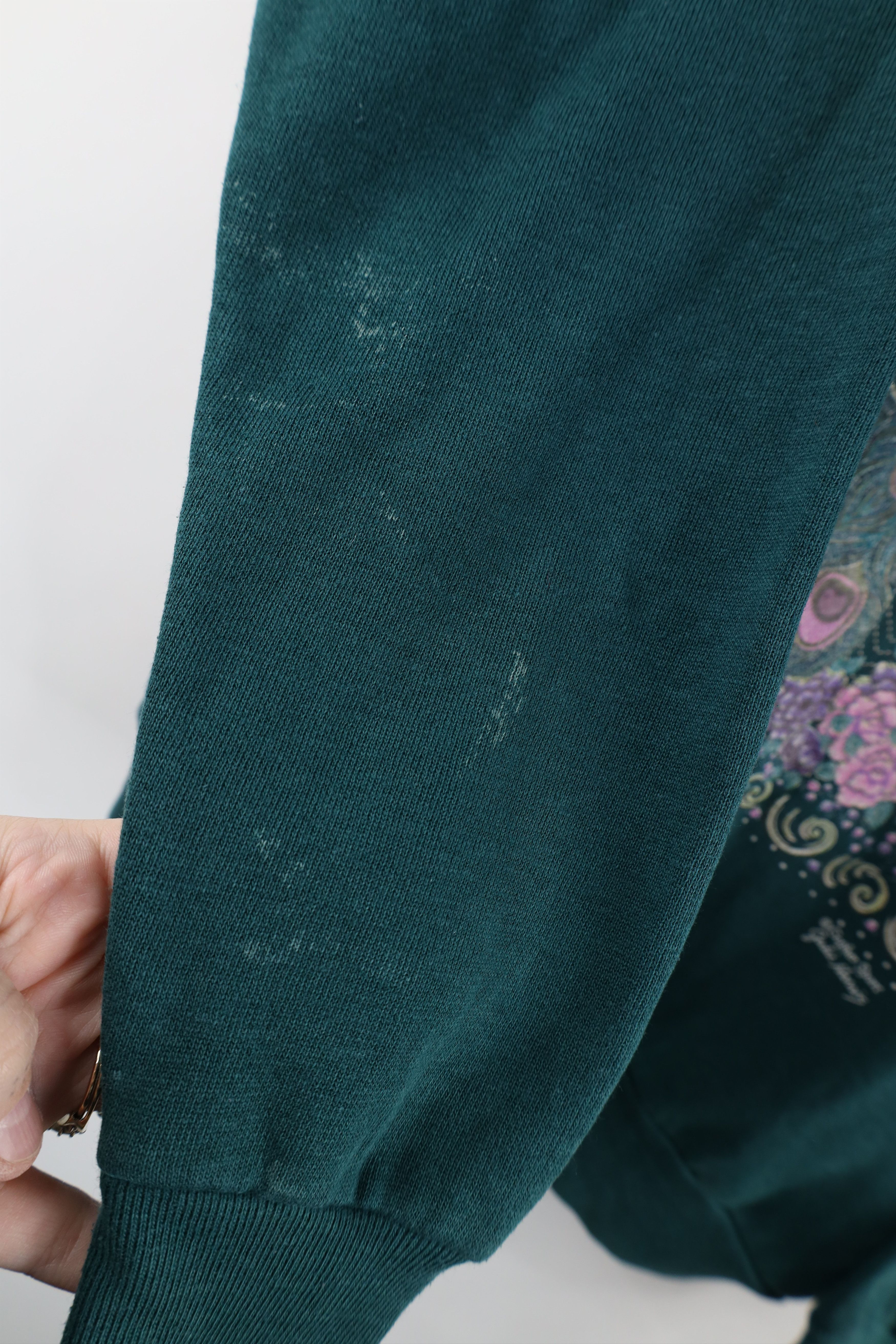 Vintage Vintage 90s Streetwear Peacock Flower Collared Sweatshirt Size L / US 10 / IT 46 - 6 Thumbnail