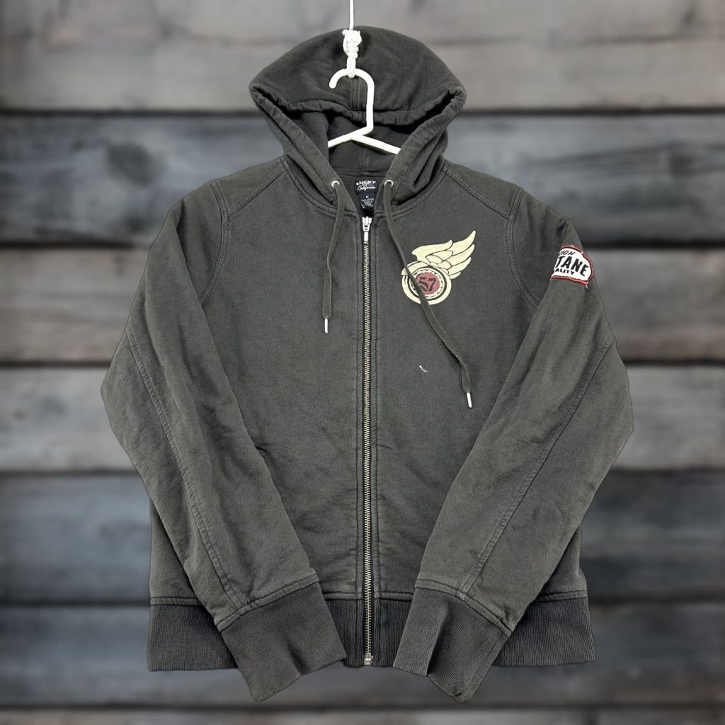 Lucky Brand VINTAGE Lucky Brand Hoodie Women M Black Full Zip Love Rally Moto City Wings Y2K 90s City Womens Size M / US 6-8 / IT 42-44 - 1 Thumbnail