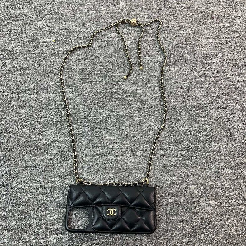 Chanel Chanel Black lambskin gold ball chain mobile phone case Size ONE SIZE - 1 Thumbnail